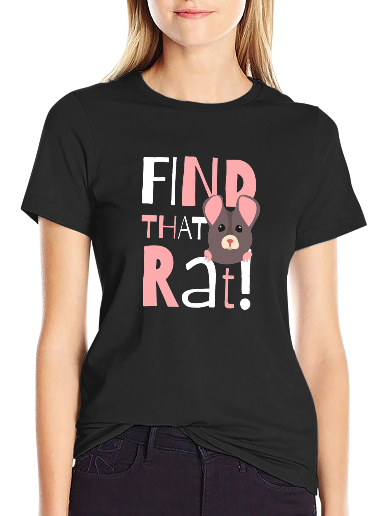 Black Find That Rat! Graphic T-Shirt  view 2