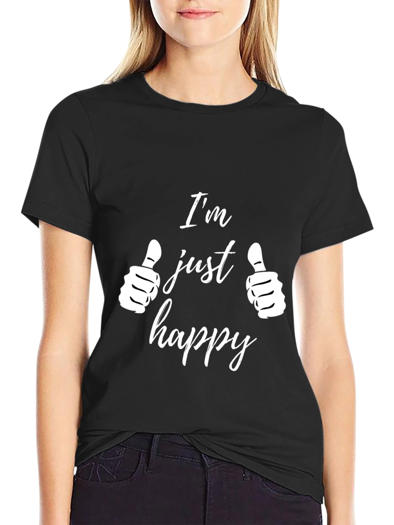 Black I'm Just Happy Graphic T-Shirt - Black view 2