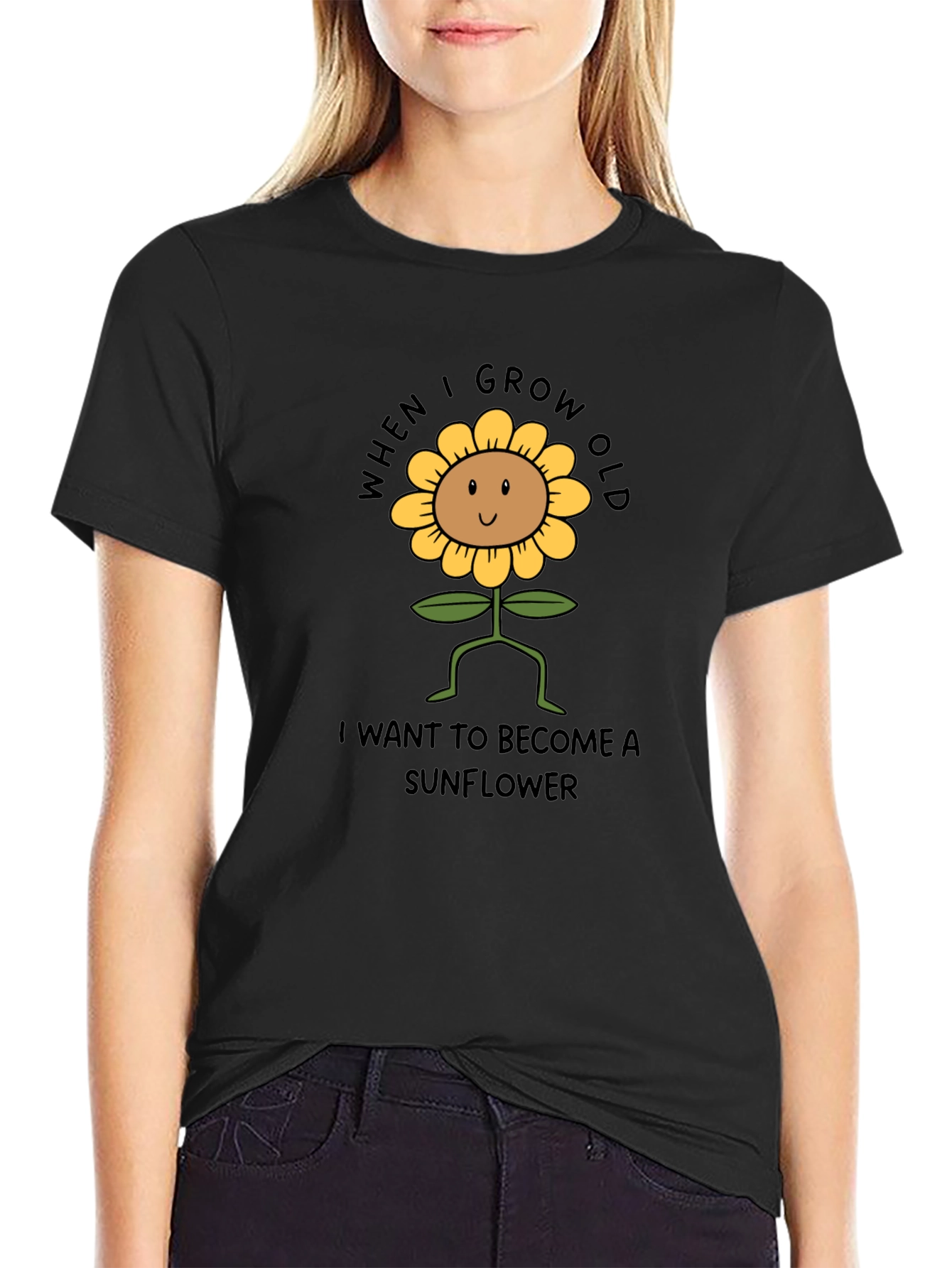 Black Sunflower Graphic Tee - When I Grow Old view 2