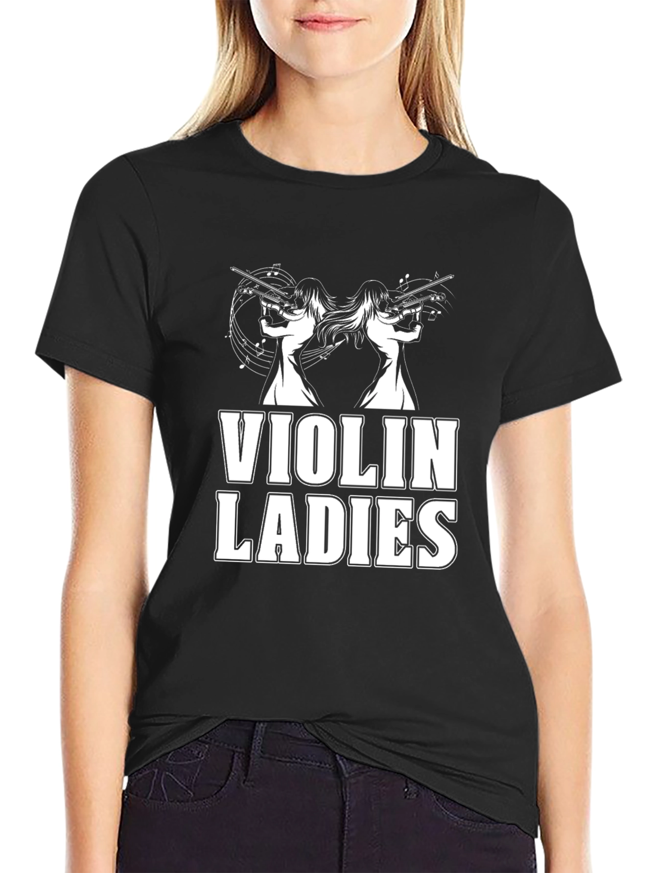 Black Violin Ladies Graphic Tee - Black Novelty T-Shirt view 2