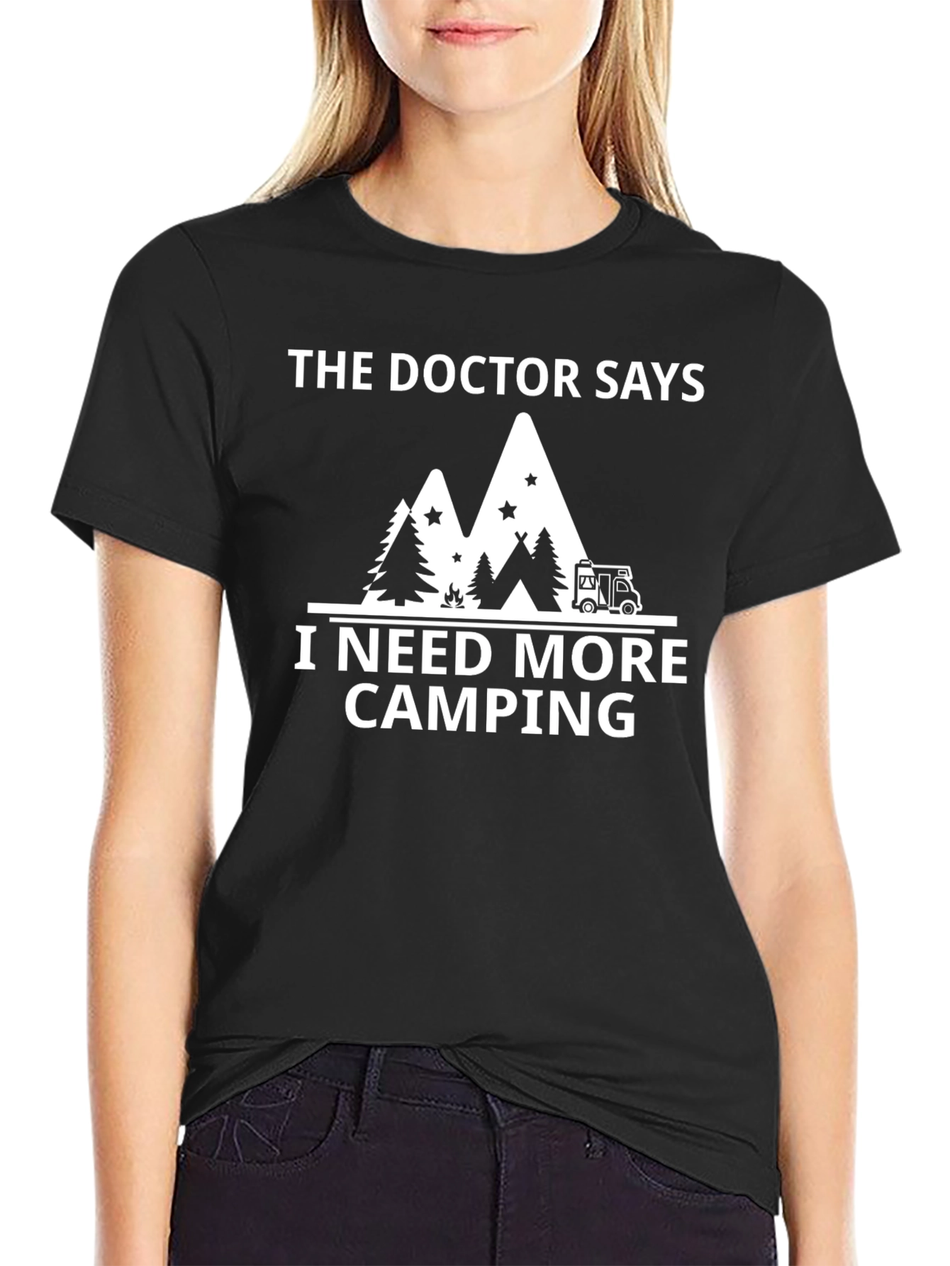 Black Camping Adventure T-Shirt - The Doctor Says I Need More Camping view 2