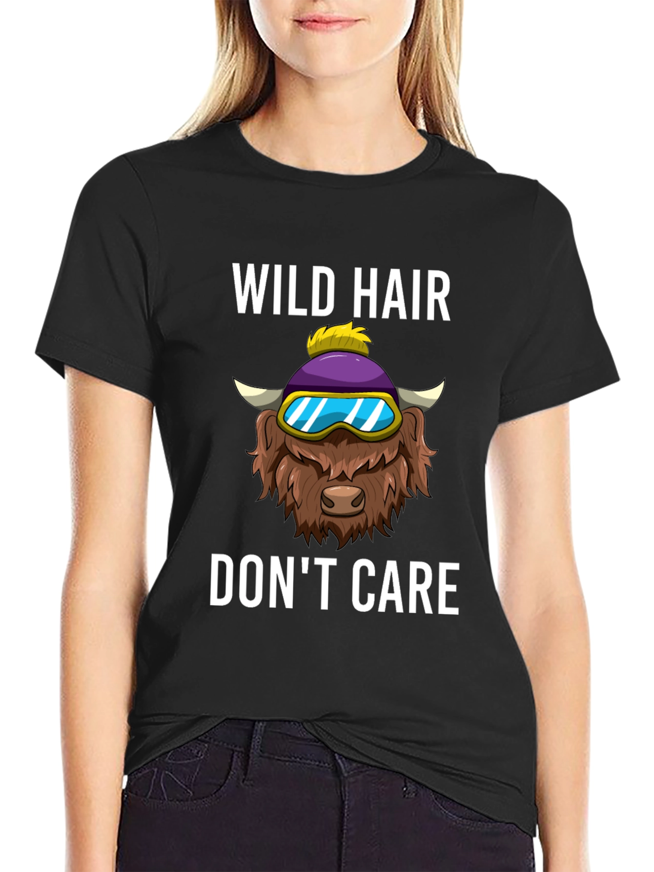 Black Wild Hair Don't Care Graphic Tee view 2