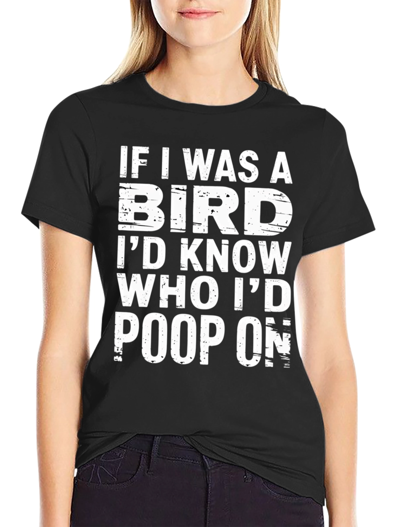 Black Funny "If I Was A Bird" Graphic T-Shirt view 2