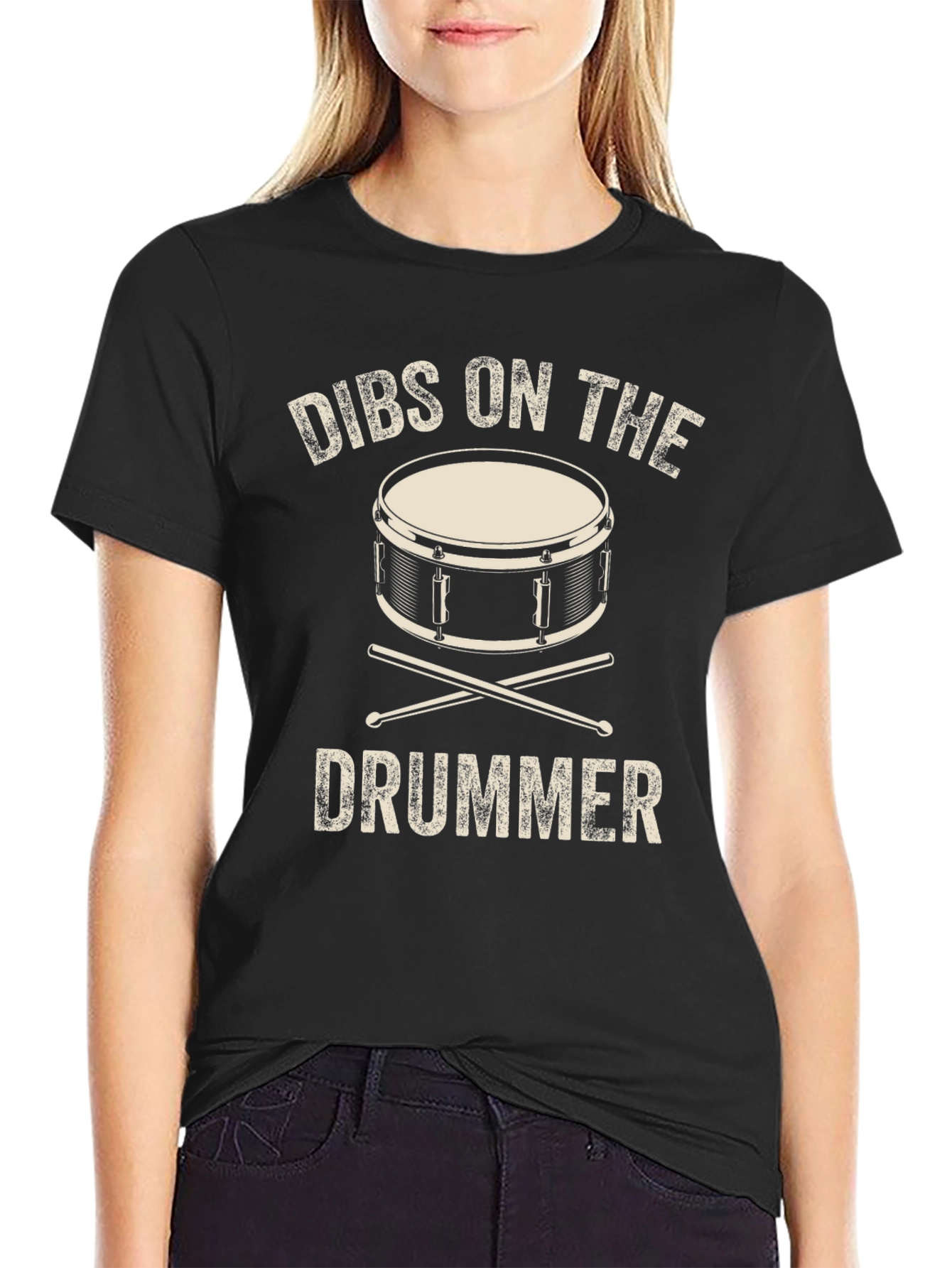 Black Dibs on the Drummer Graphic T-Shirt - Music Lover Tee view 2