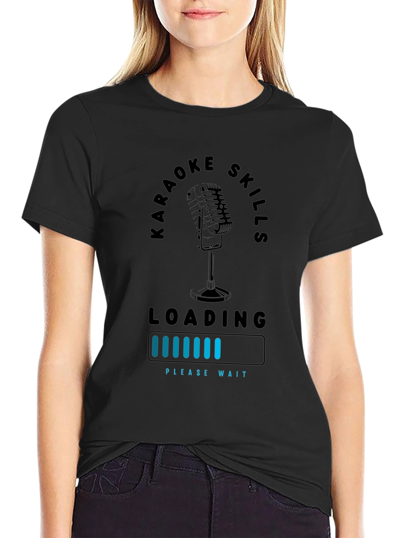 Black Karaoke Skills Loading Graphic T-Shirt view 2