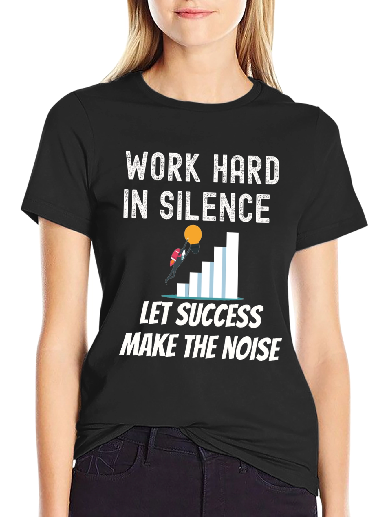 Black Work Hard in Silence Graphic Tee view 2