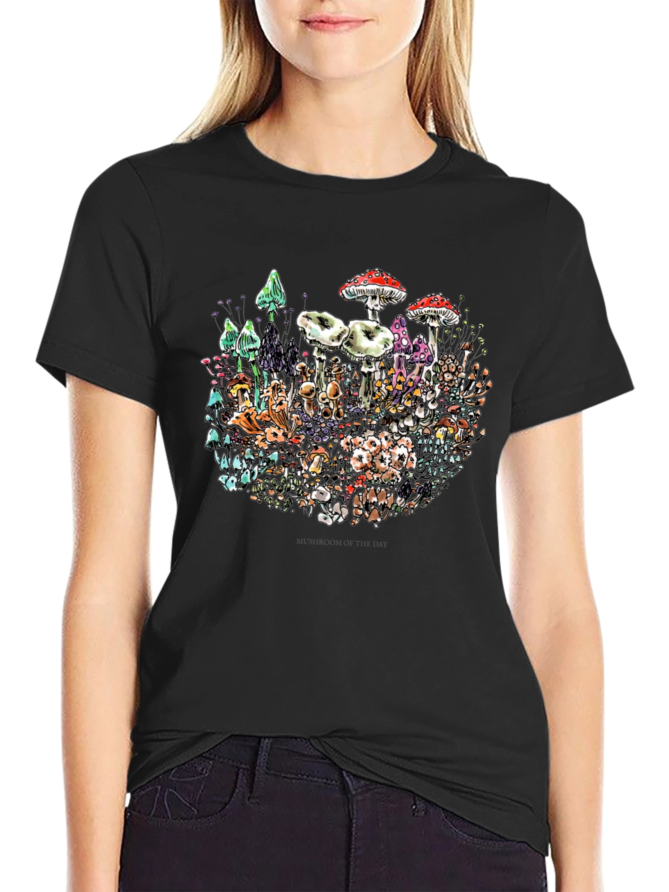 Black Mushroom Graphic T-Shirt view 2