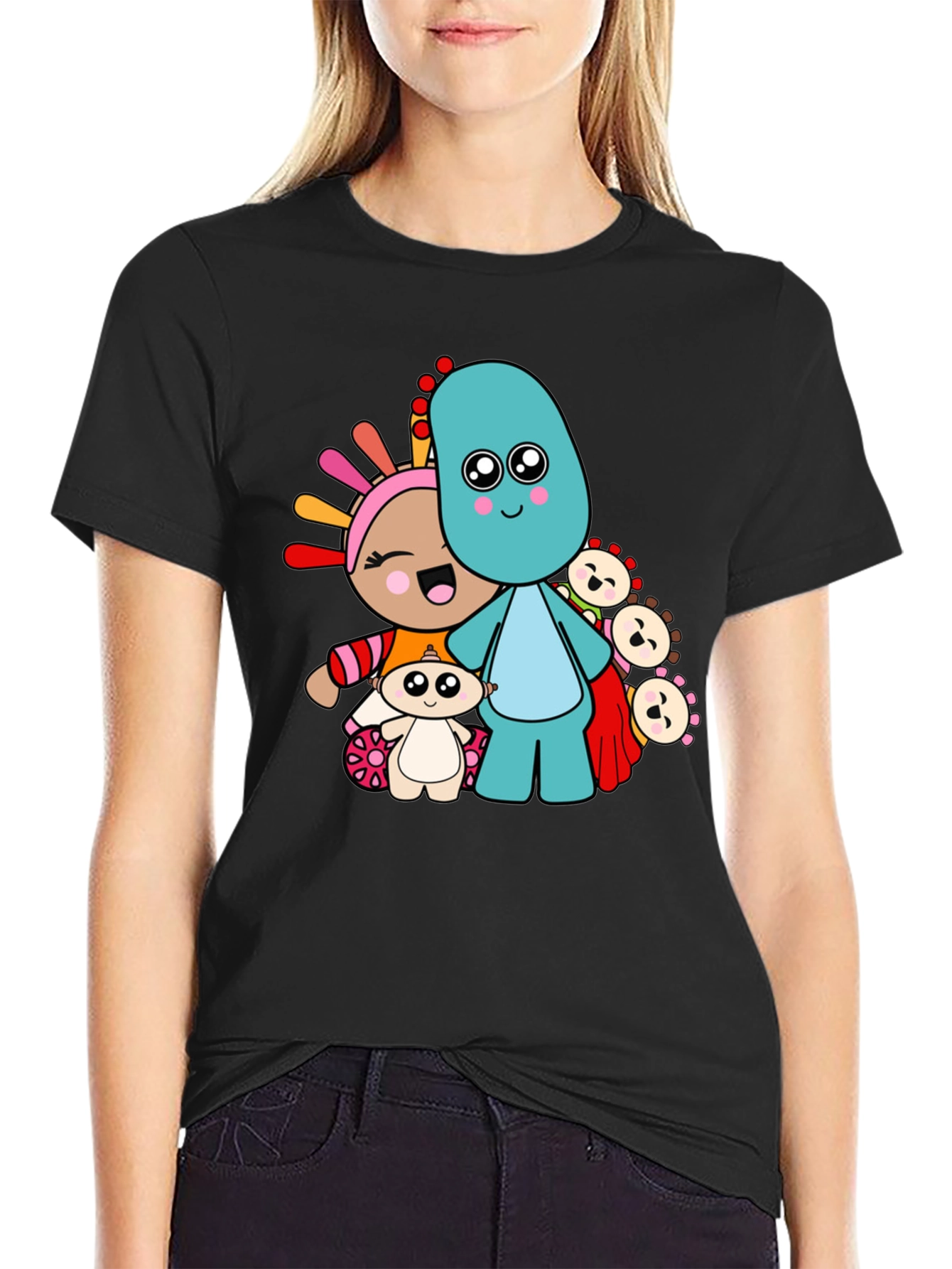 Black In the Night Garden Cartoon Character Black T-Shirt view 2