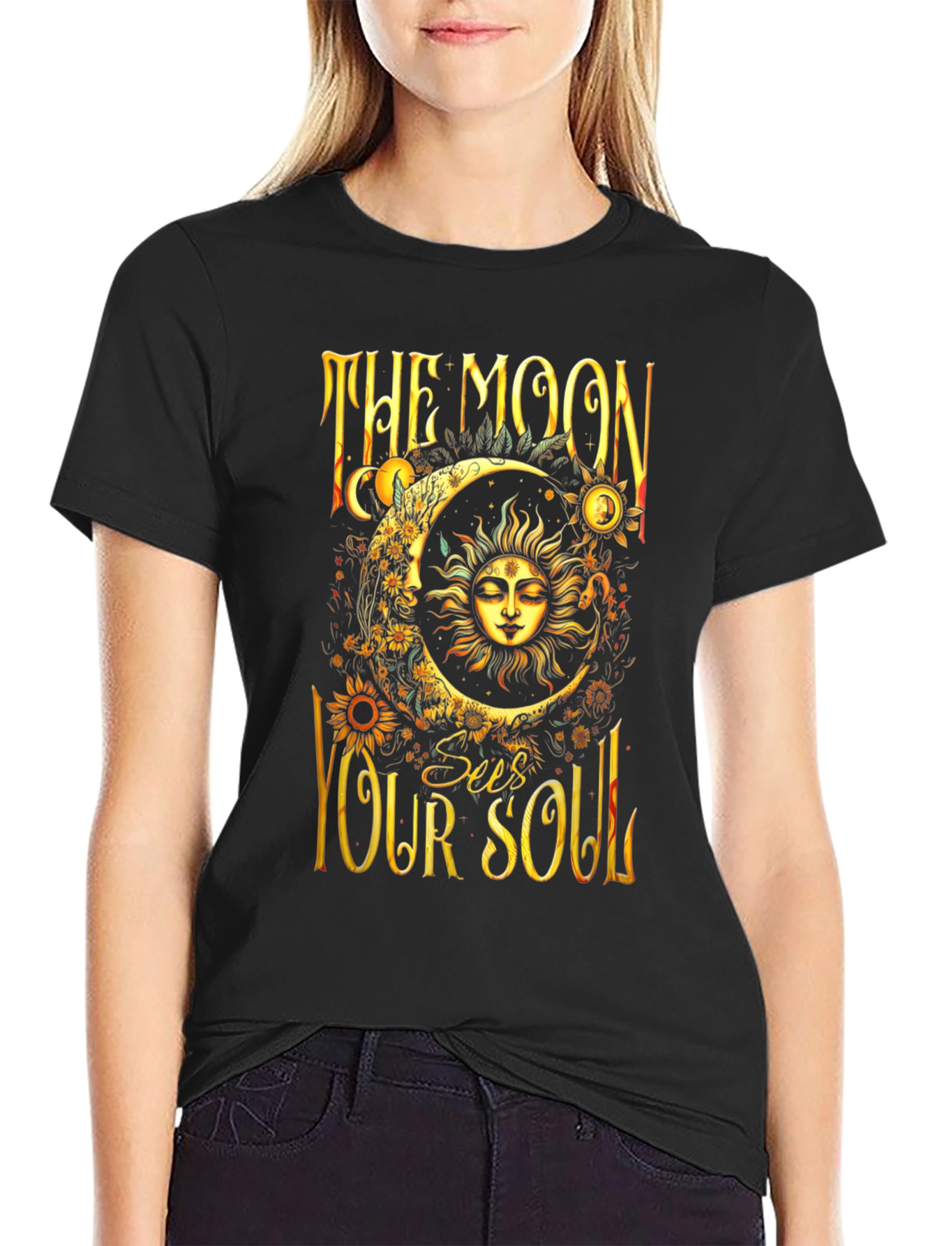 Black The Moon Sees Your Soul Graphic Tee view 2