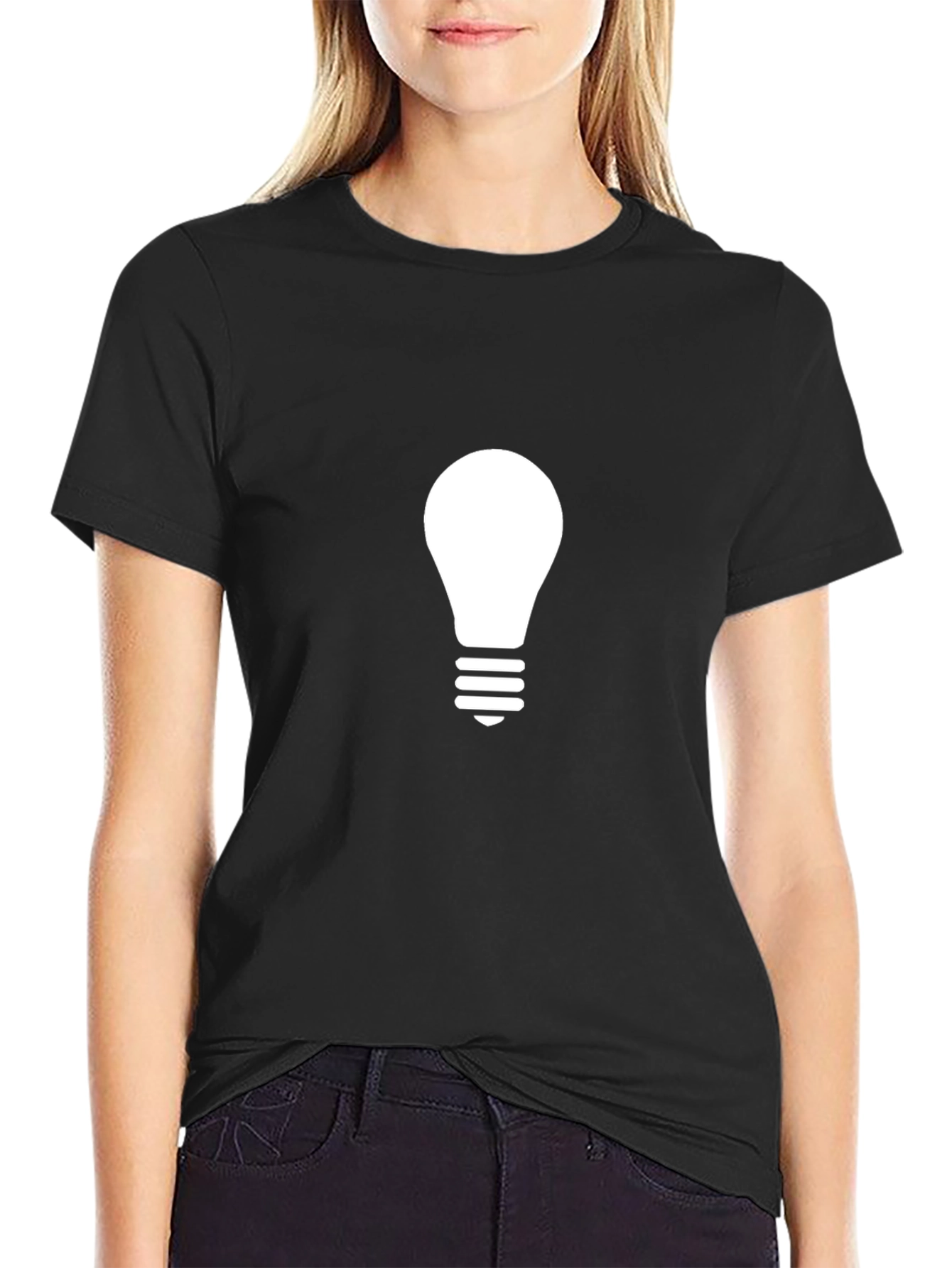 Black Illuminating Idea Tee - Black Cotton Blend T-Shirt view 2
