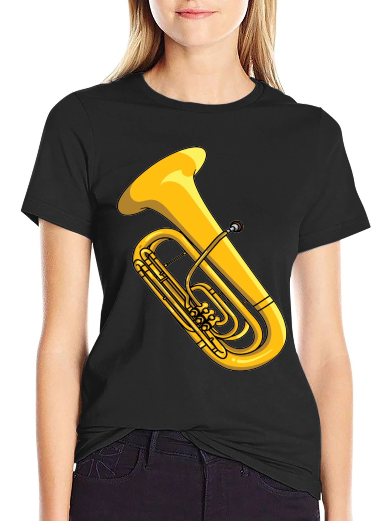 Black Tuba Graphic Tee - Musical Instrument Shirt view 2