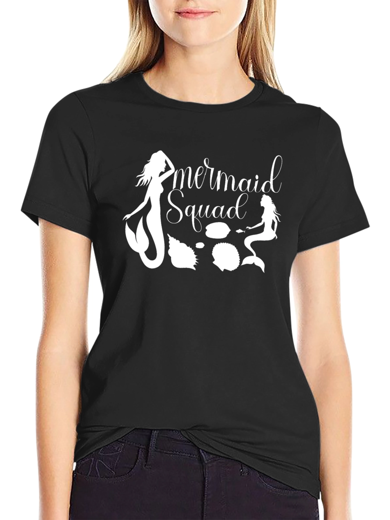 Mermaid Squad Graphic Tee - Black Cotton T-Shirt - 2