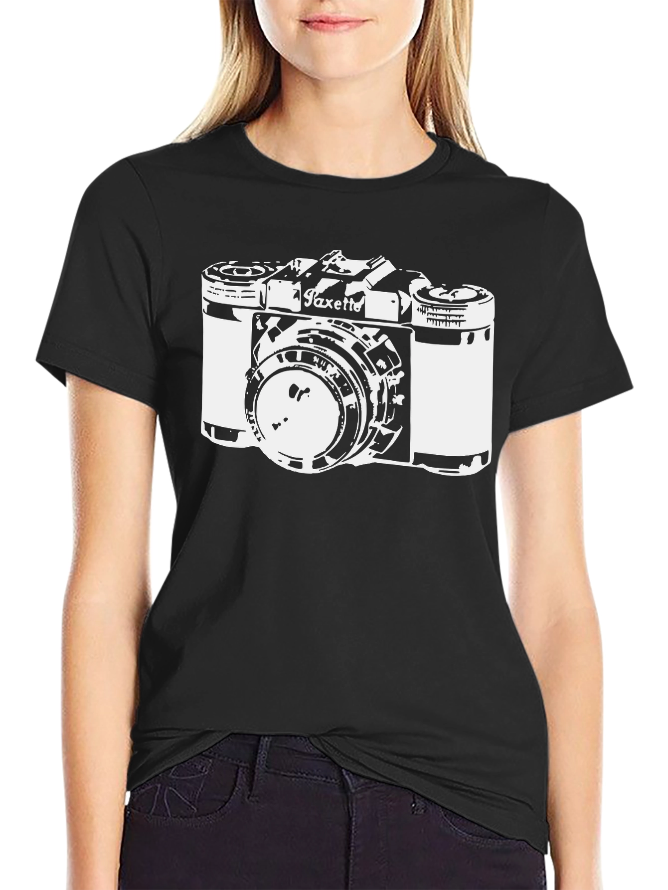 Black Vintage Camera Graphic T-Shirt - Classic Photography Tee view 2