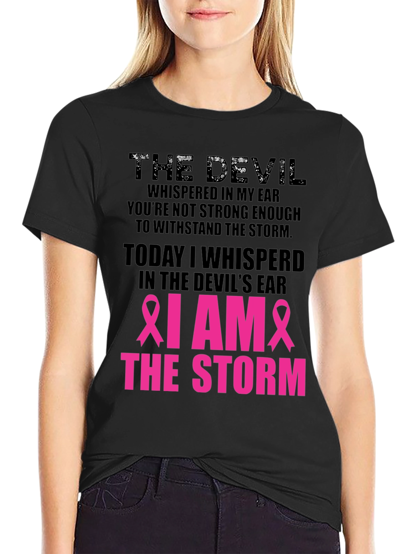 Black I Am the Storm Graphic Tee - Cancer Awareness view 2