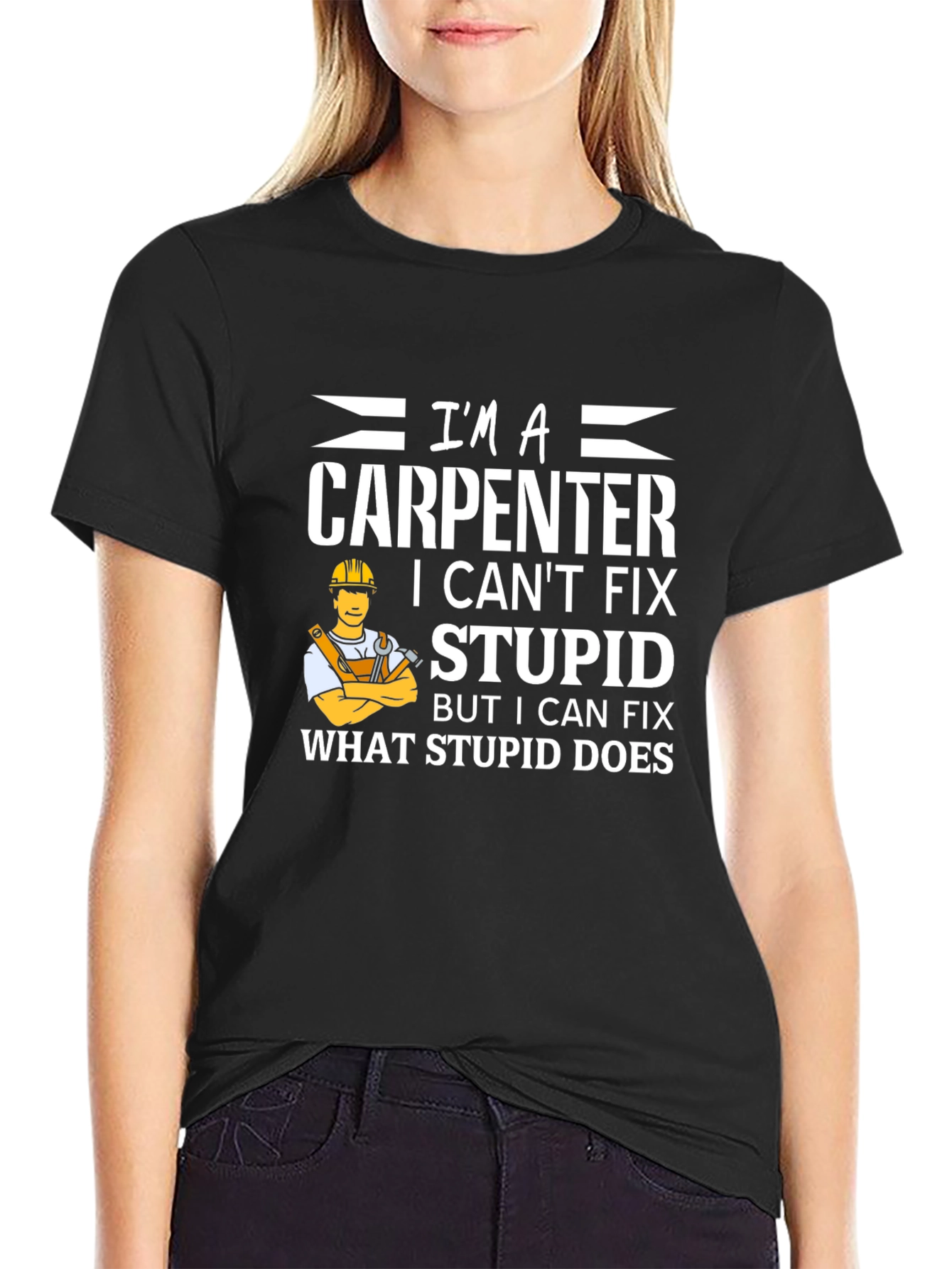 Black Carpenter Fix T-Shirt - Funny Occupation Tee view 2