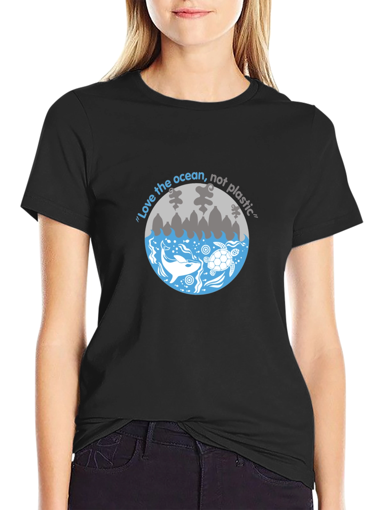 Black Love the Ocean Graphic Tee - Black view 2