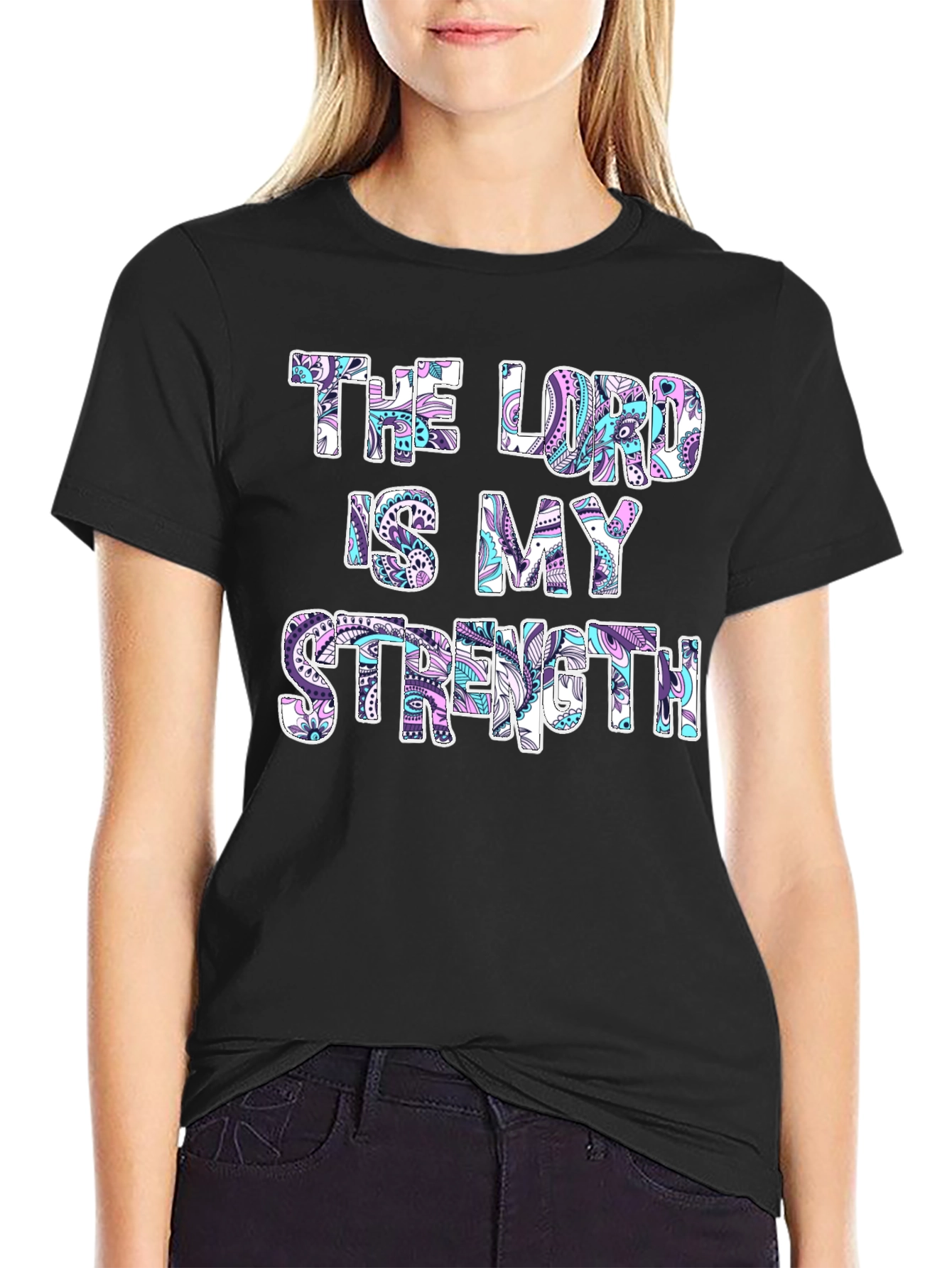 Black The Lord Is My Strength Graphic T-Shirt view 2