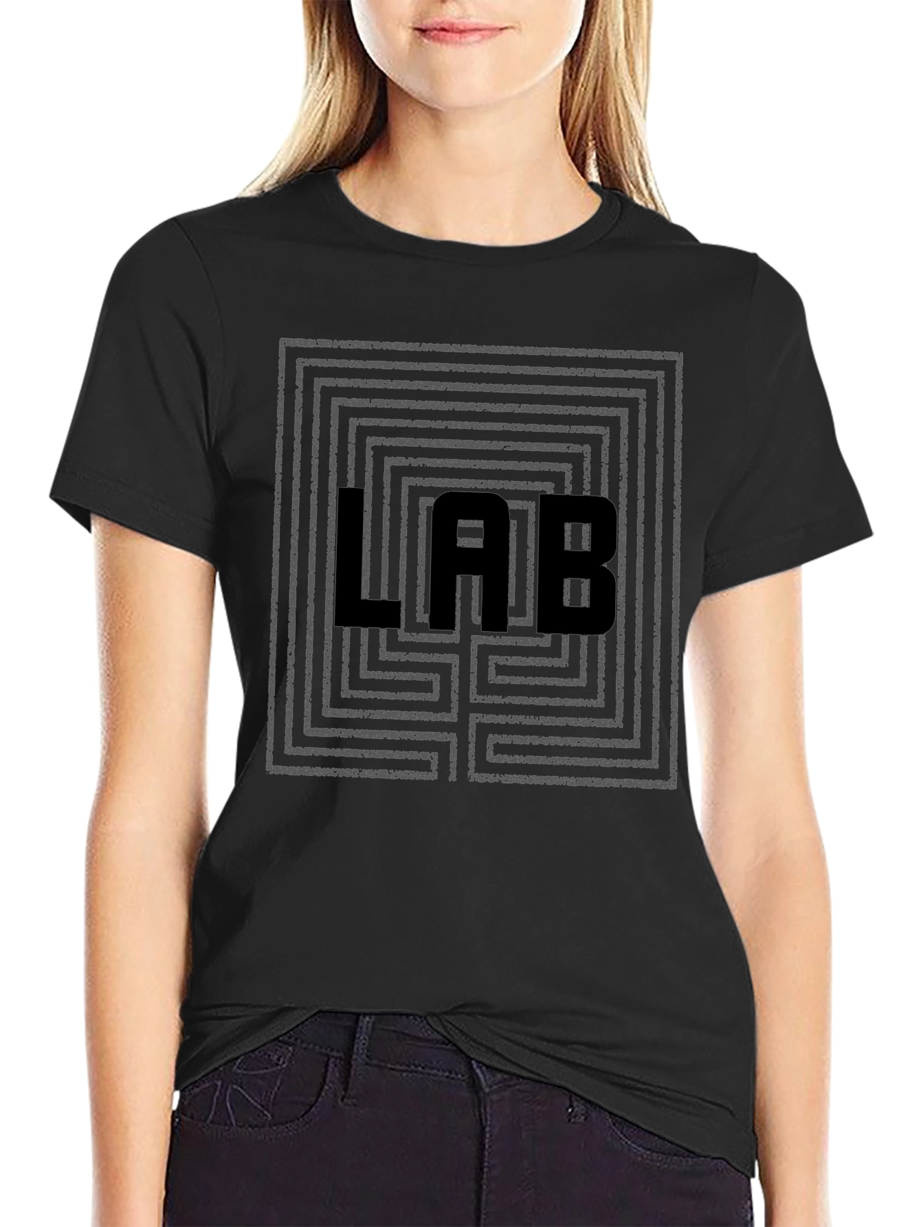 Black LAB Maze T-Shirt - Solve the Puzzle Style view 2