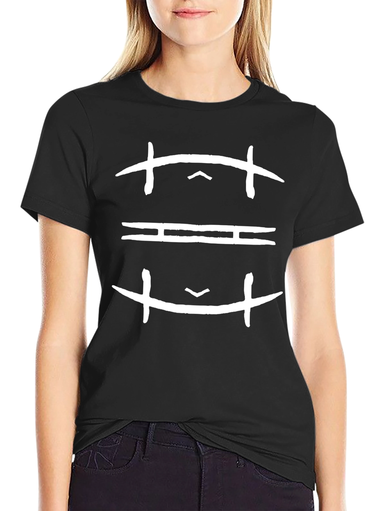 Black Abstract Graphic Print Black T-Shirt view 2