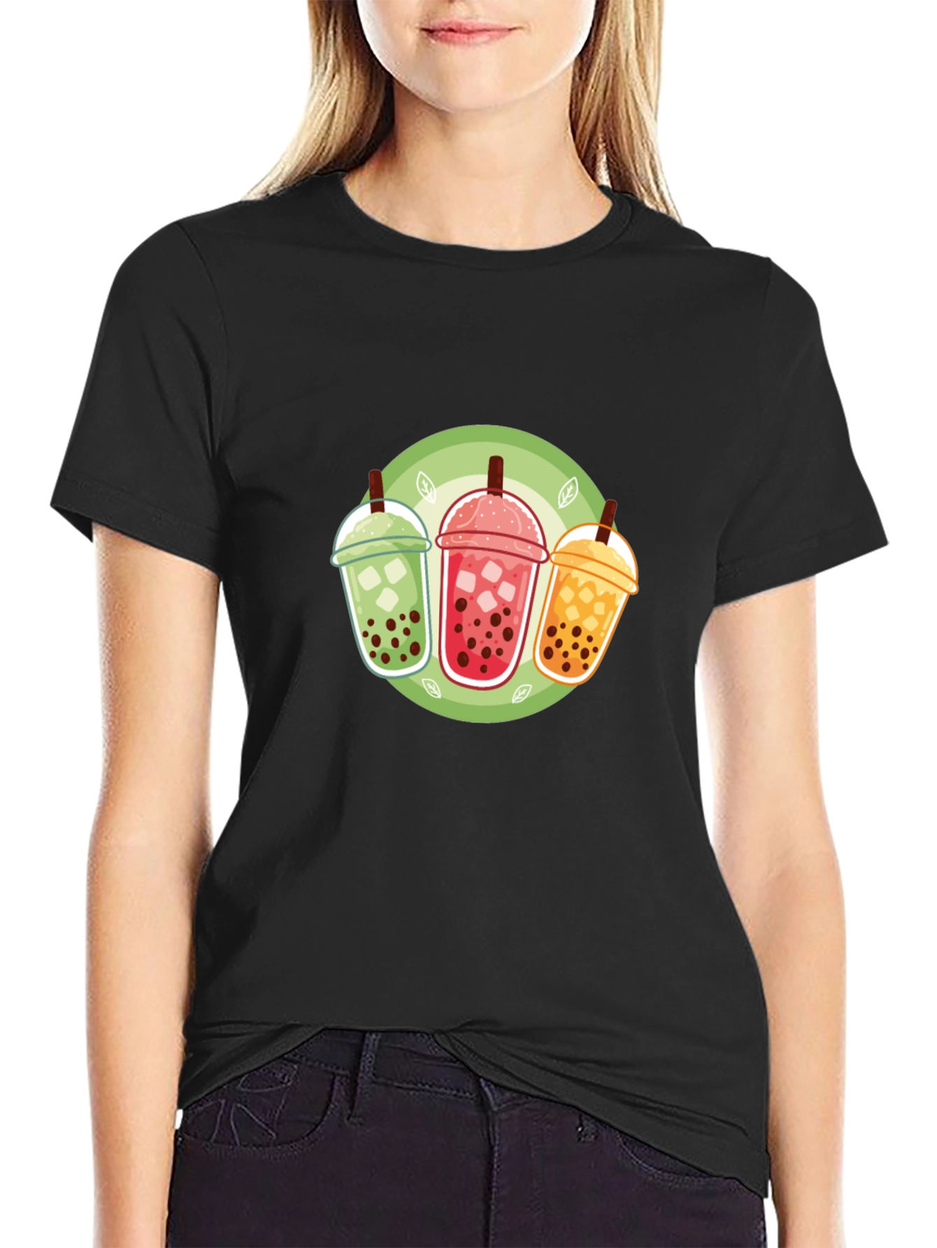 Black Bubble Tea Graphic Tee - Trendy Boba Lover Shirt view 2