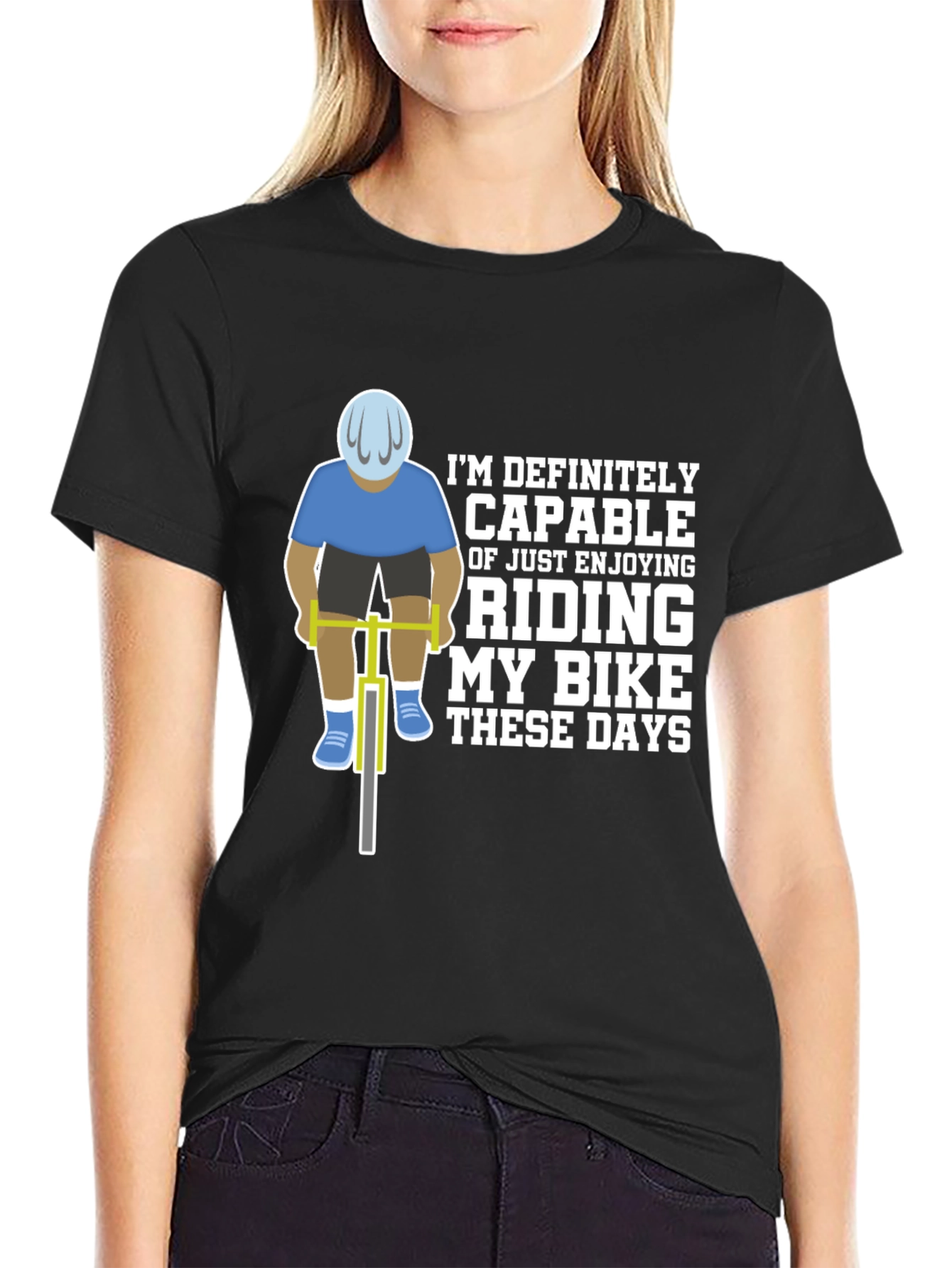 Black Funny Cycling T-Shirt - Riding My Bike These Days view 2
