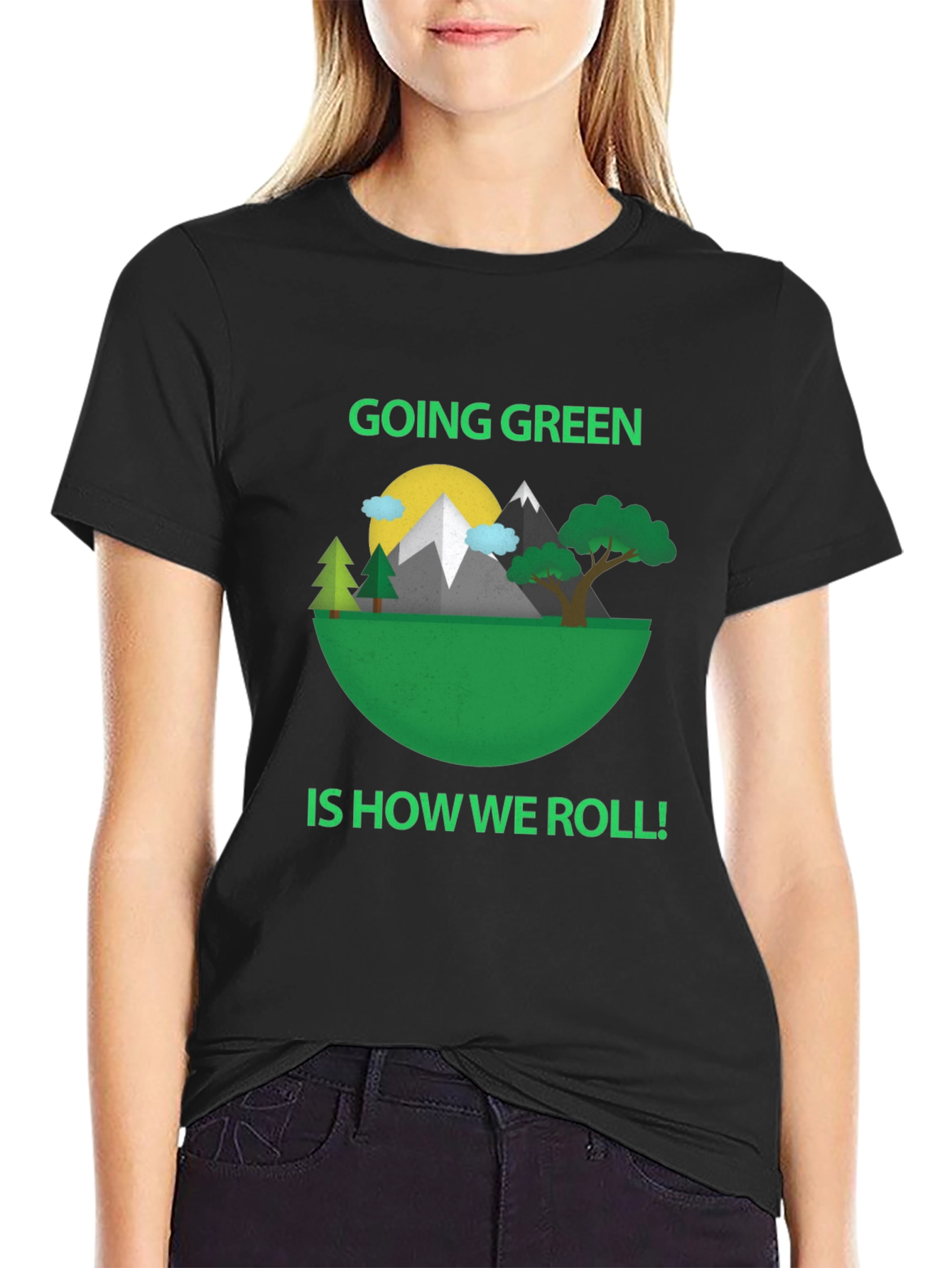 Black Eco-Friendly 'Going Green' Graphic Tee view 2