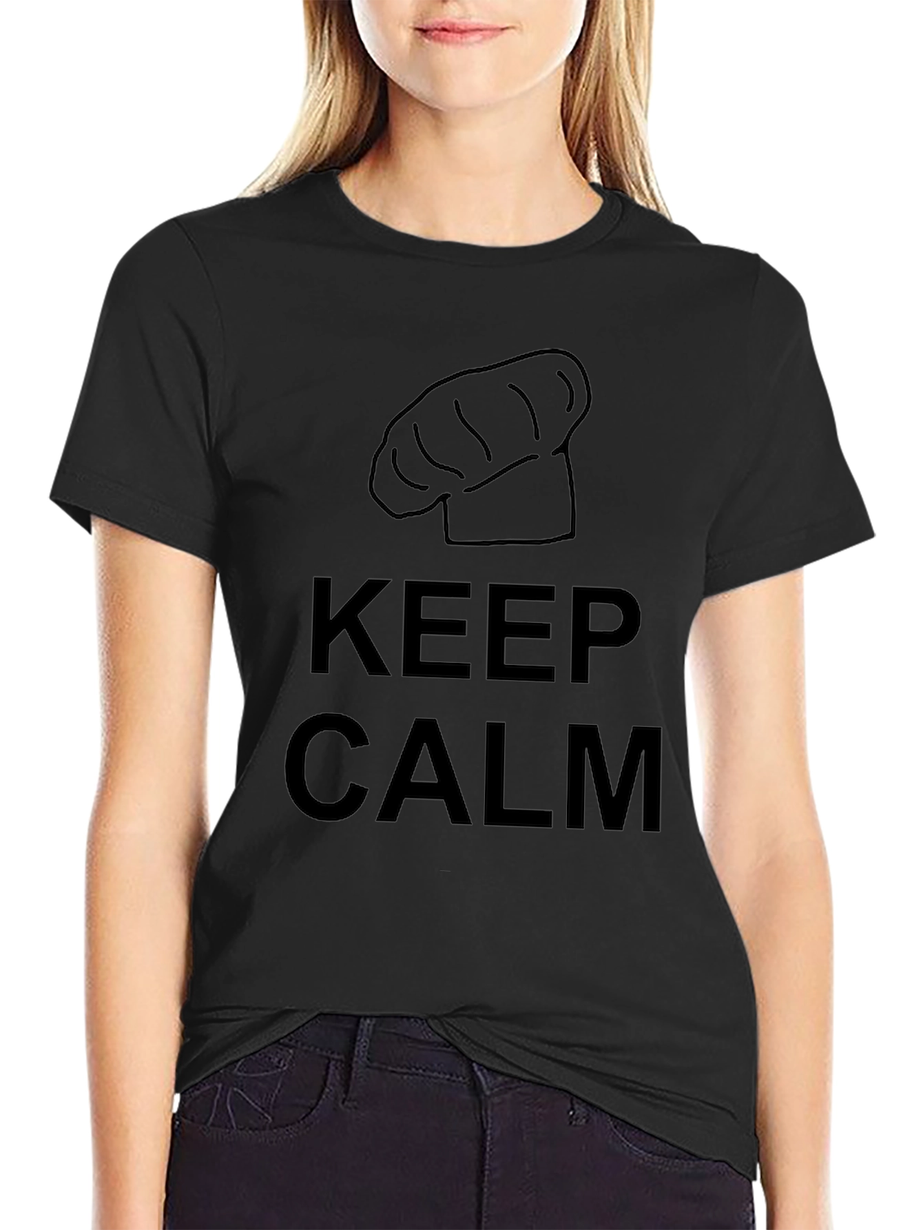 Black Keep Calm Chef Hat Graphic T-Shirt view 2