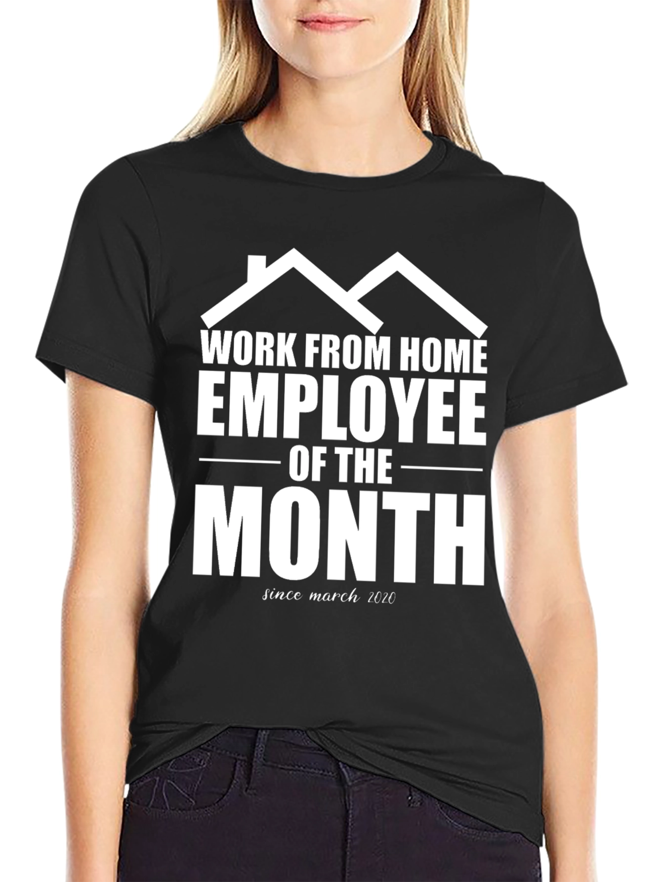Black Work From Home Employee of the Month Black T-Shirt view 2