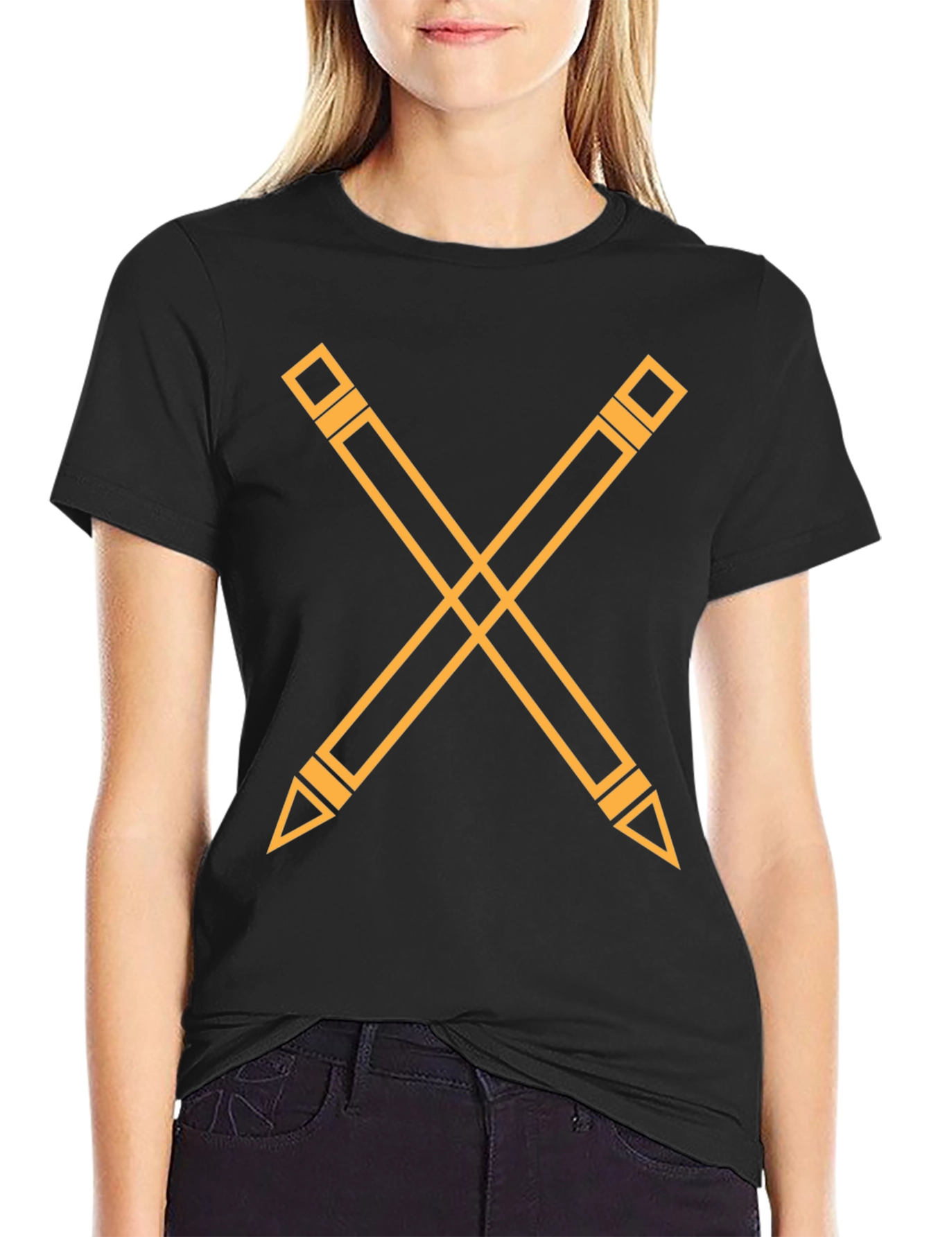 Black Pencil Cross Graphic Tee - Black view 2