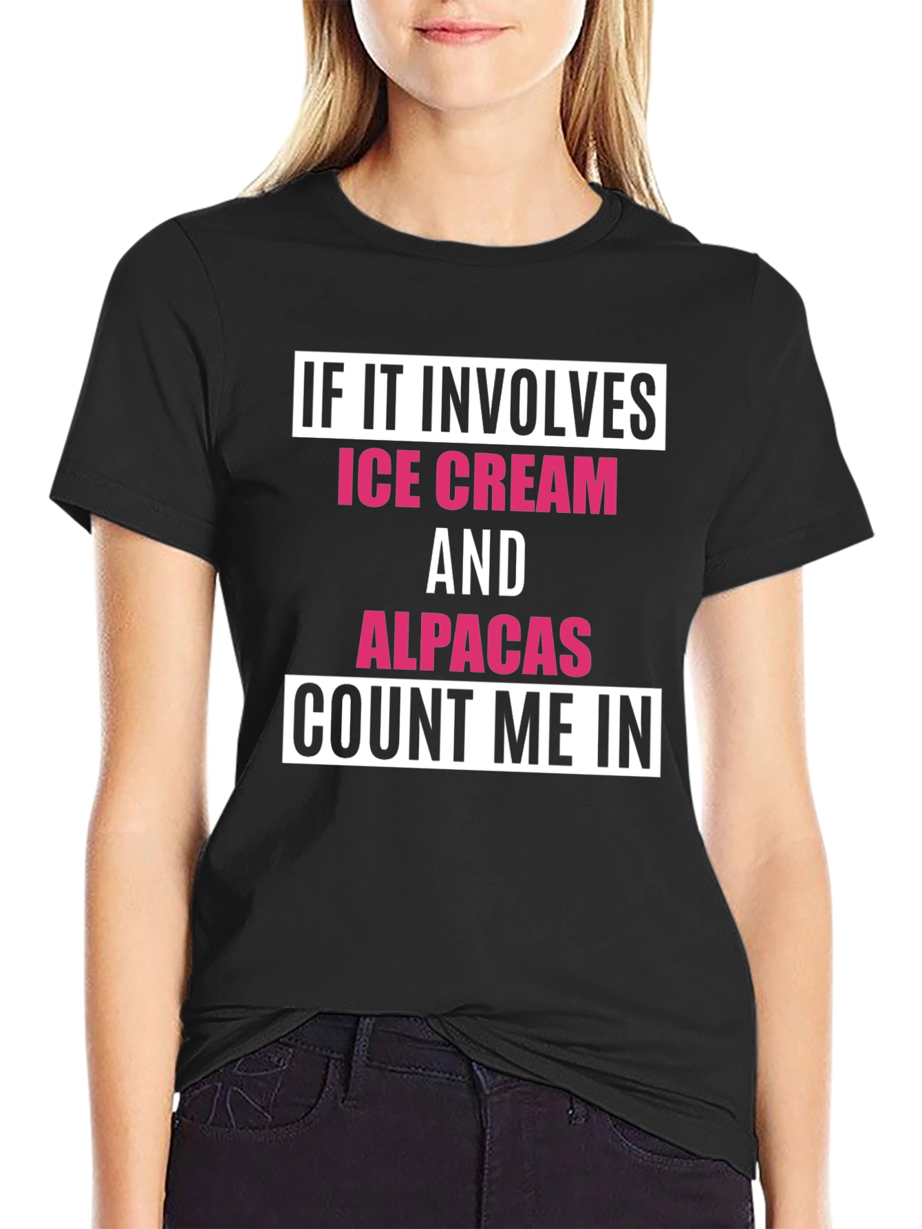 Black Ice Cream & Alpacas T-Shirt - Count Me In view 2