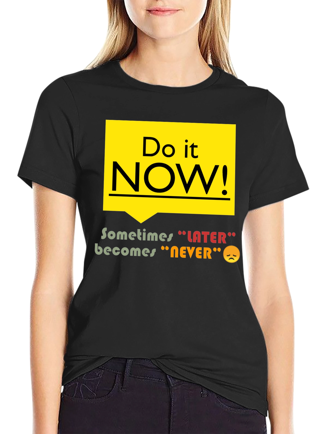 Black Do It Now T-Shirt - Motivational Graphic Tee view 2