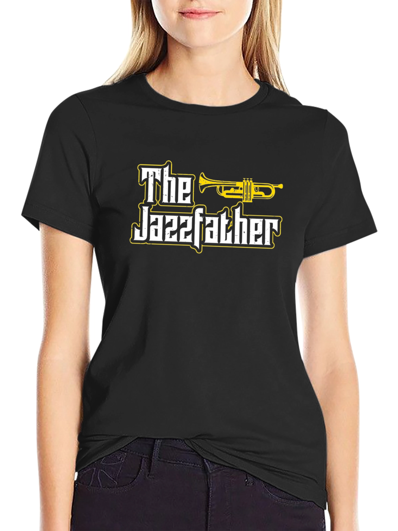 Black The Jazzfather Graphic T-Shirt - Black Cotton Tee view 2