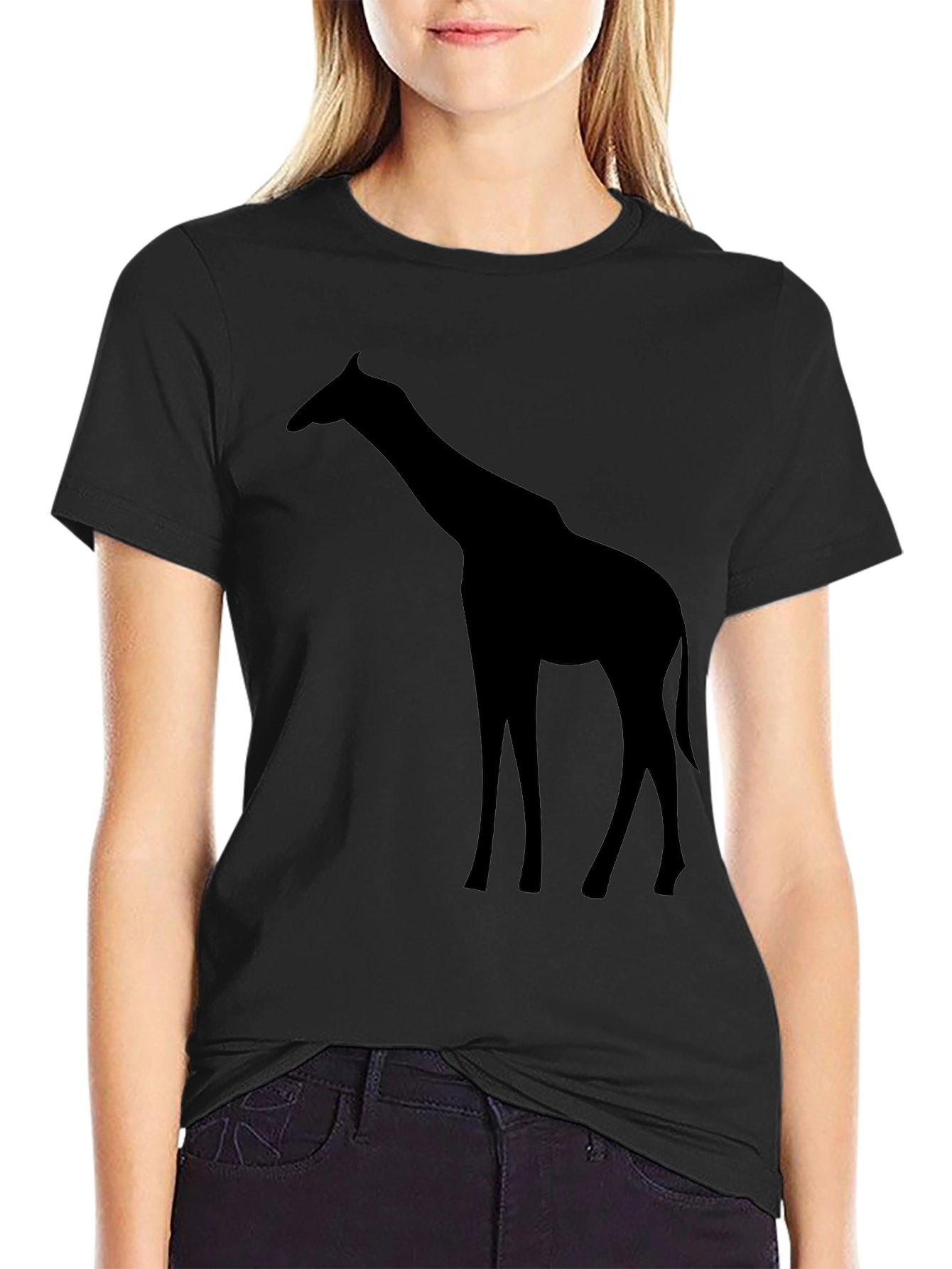 Black Giraffe Silhouette T-Shirt - Black Graphic Tee view 2