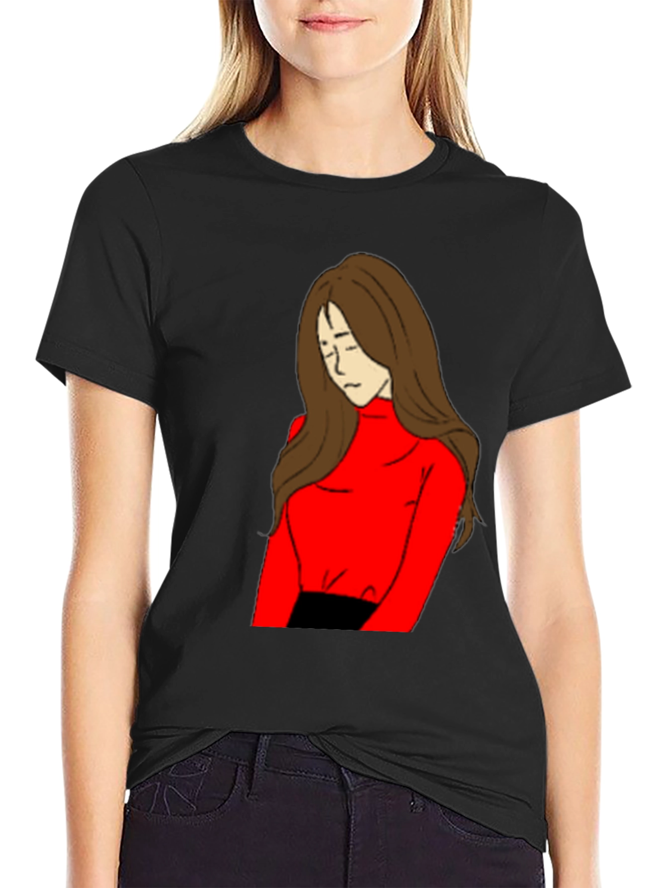 Black Artistic Girl Graphic T-Shirt view 2