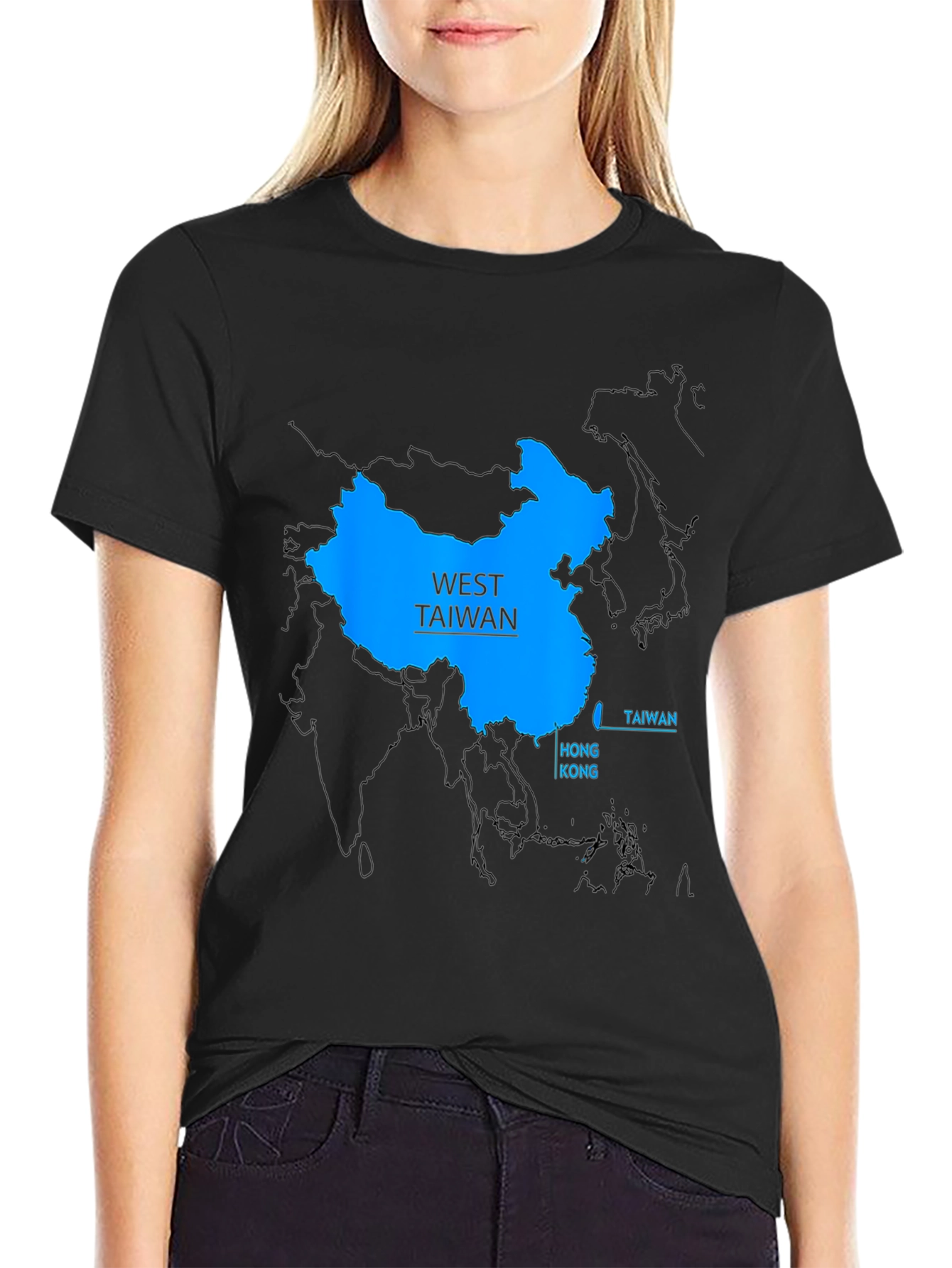 Black West Taiwan Map T-Shirt - Political Statement Tee view 2