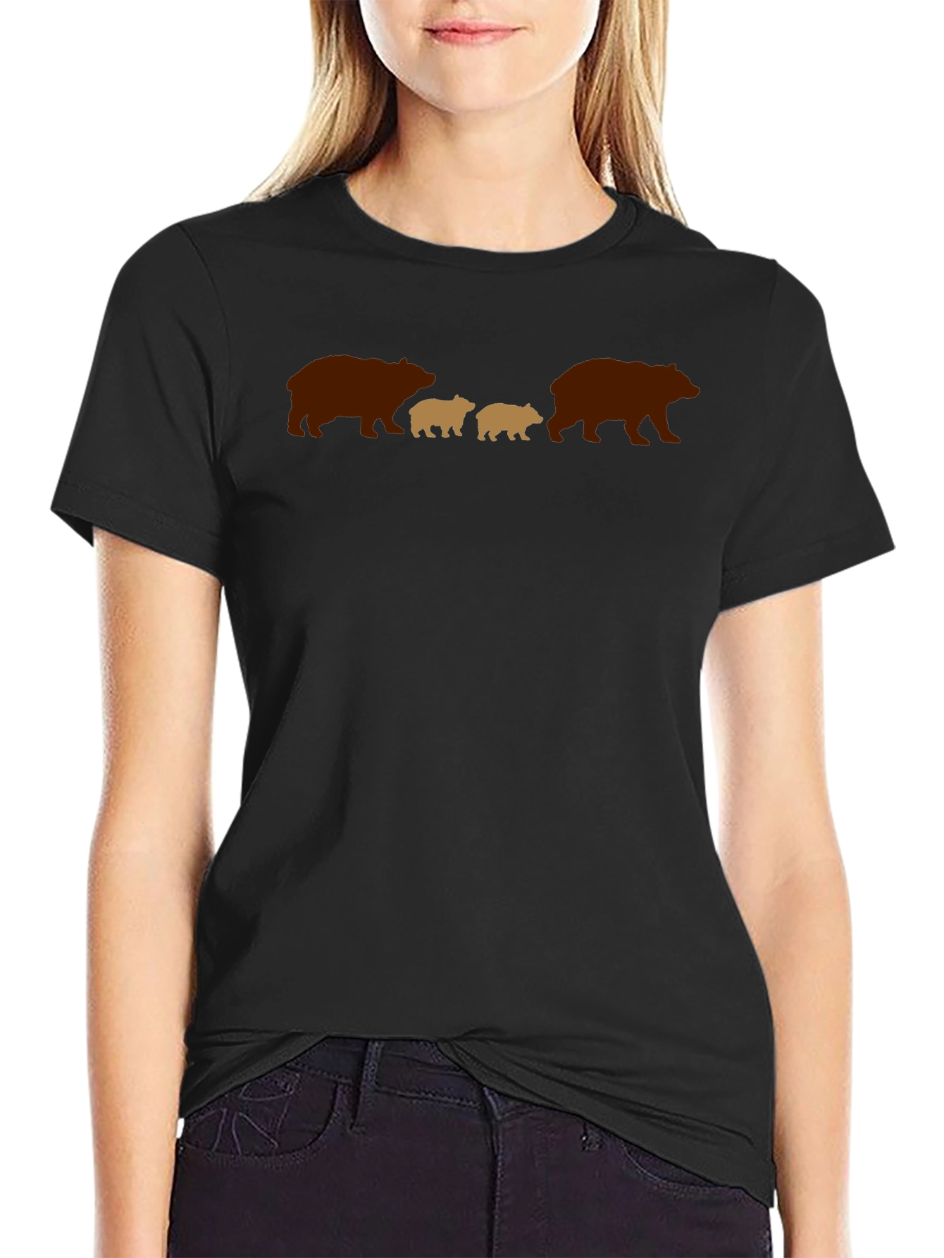 Black Bear Family Graphic Tee - Black Casual Shirt view 2