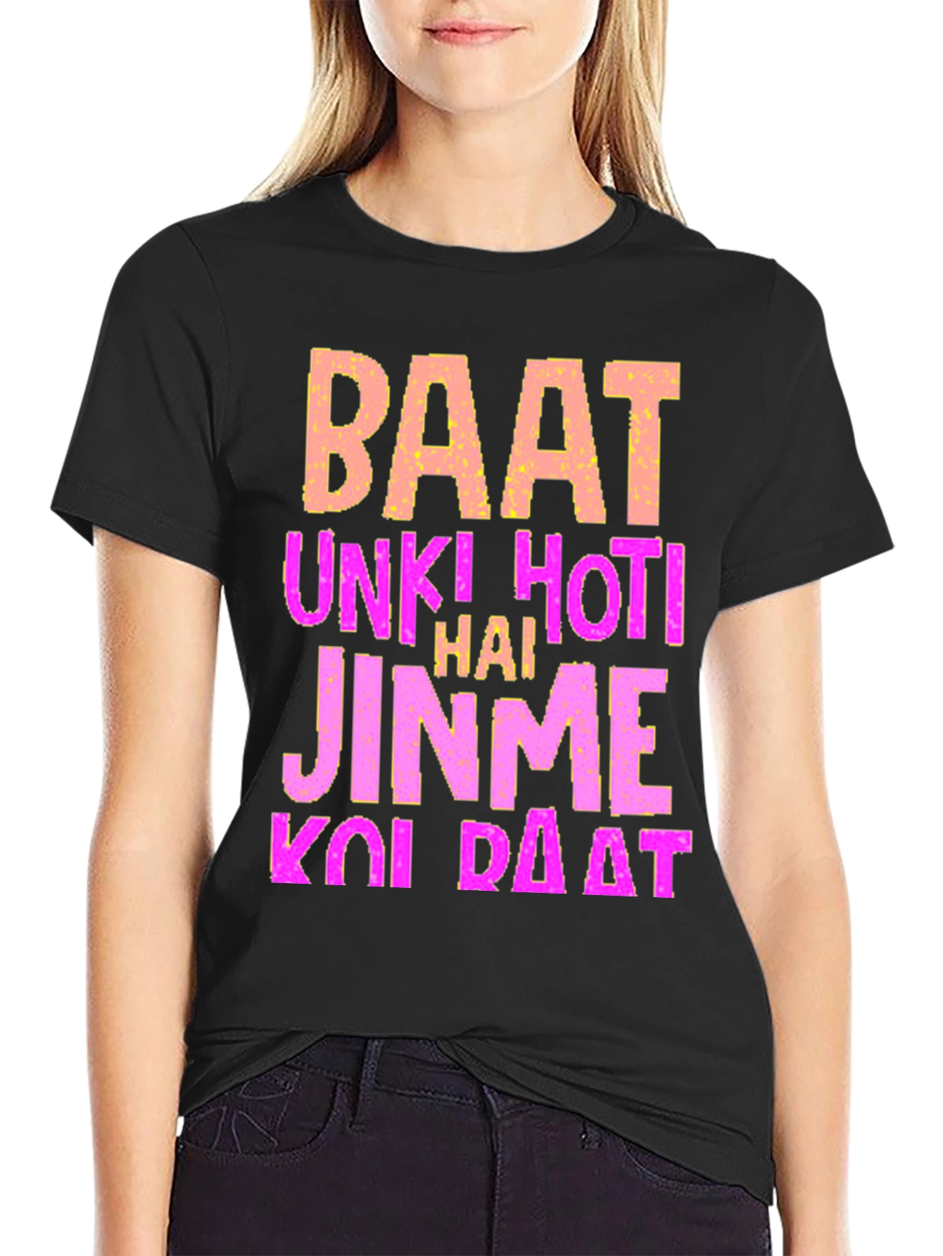 Black Statement T-Shirt - Baat Unki Hoti Hai view 2