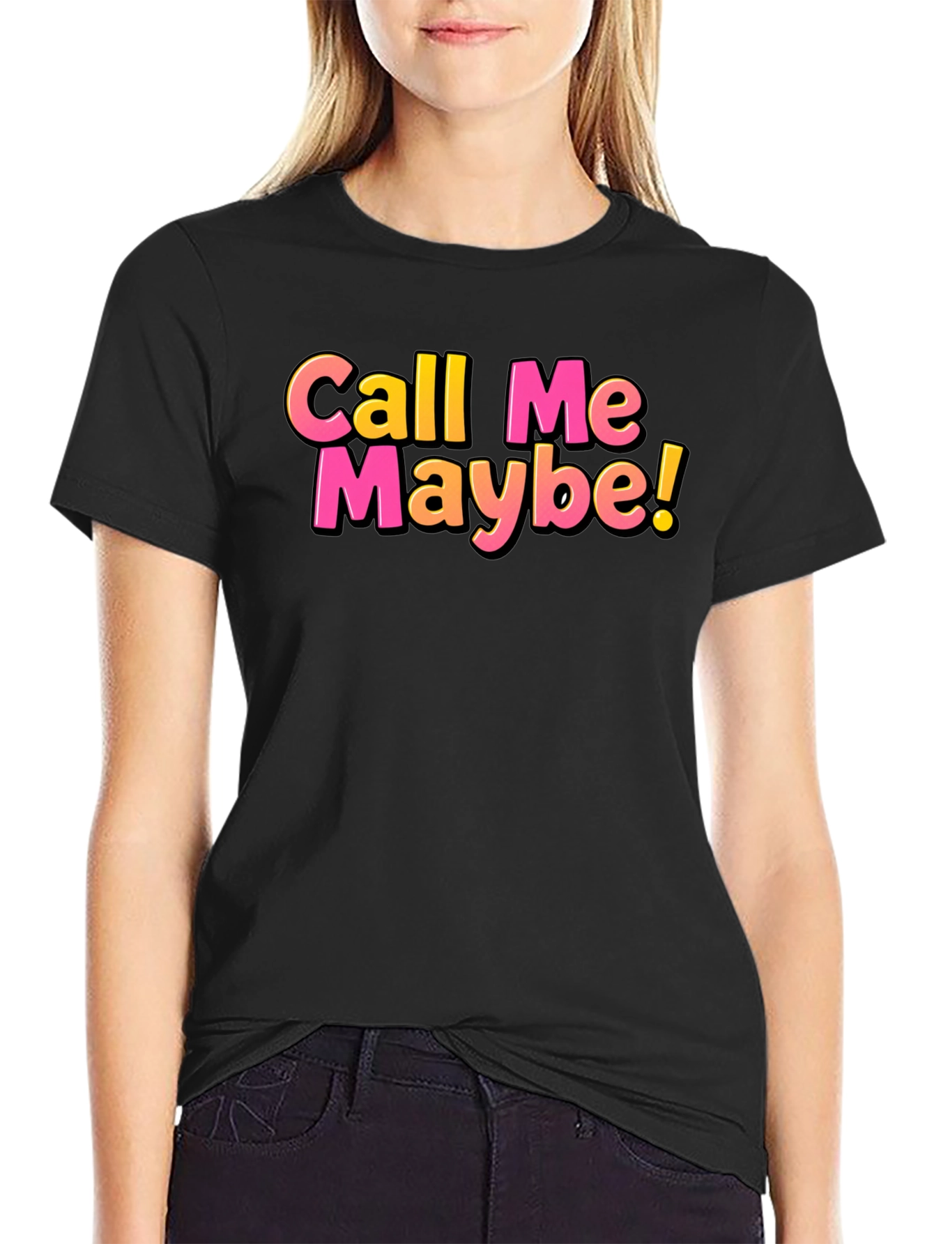 Black Call Me Maybe Black T-Shirt view 2