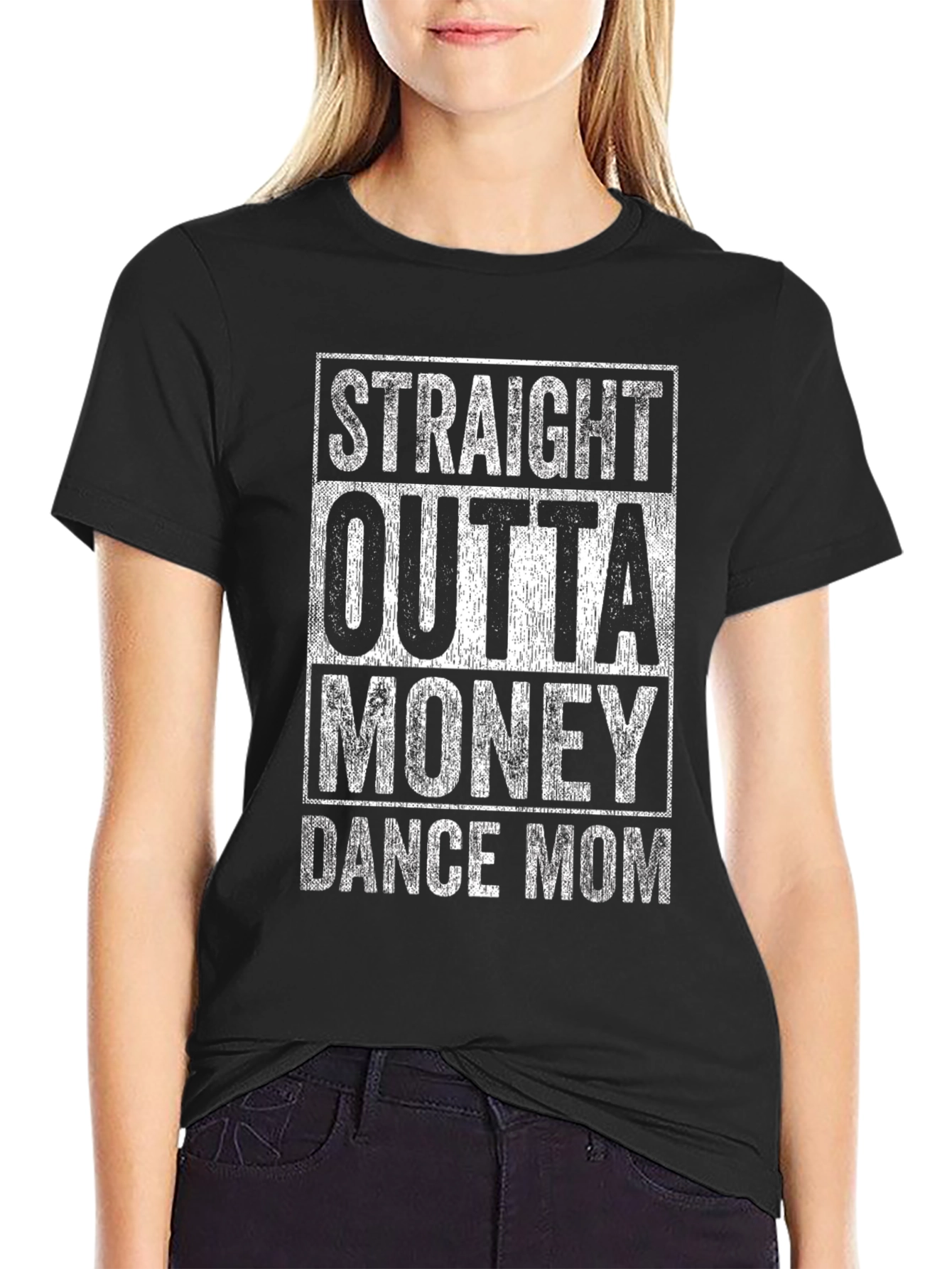 Black Straight Outta Money Dance Mom Graphic T-Shirt view 2