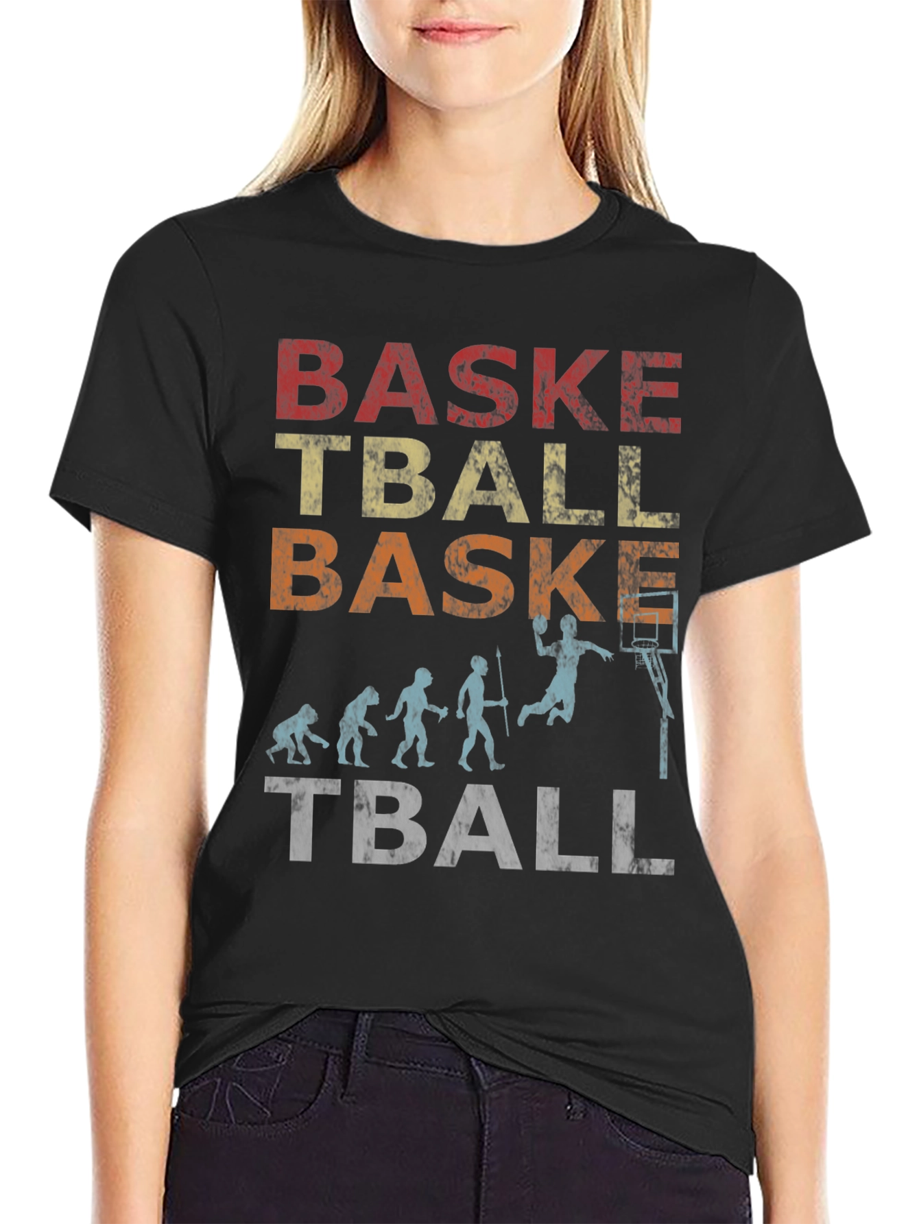 Black Evolution of Basketball Graphic T-Shirt view 2