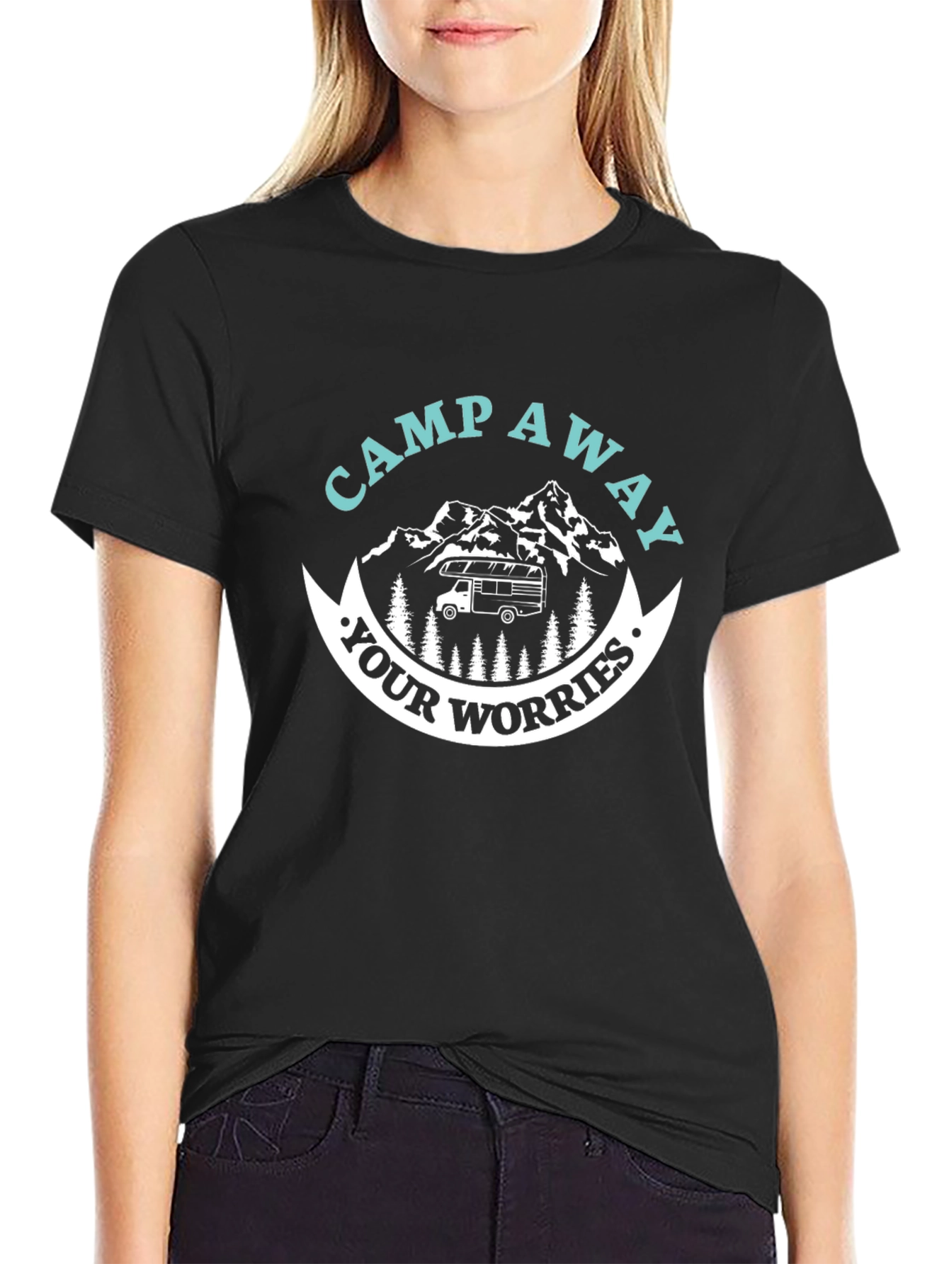 Black Camp Away Your Worries Graphic Tee view 2