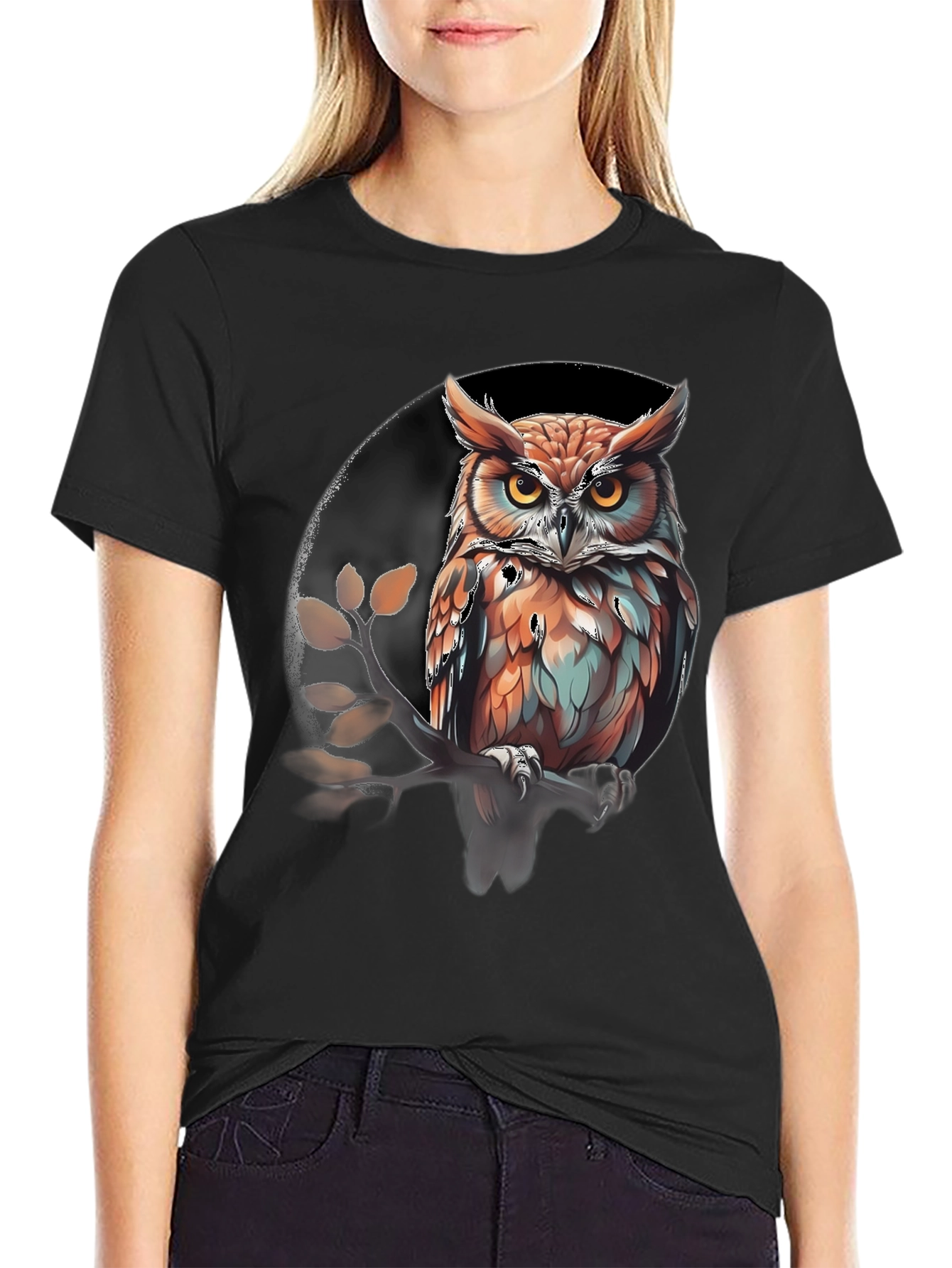 Black Owl Graphic Print Tee - Stylish Men's T-Shirt view 2