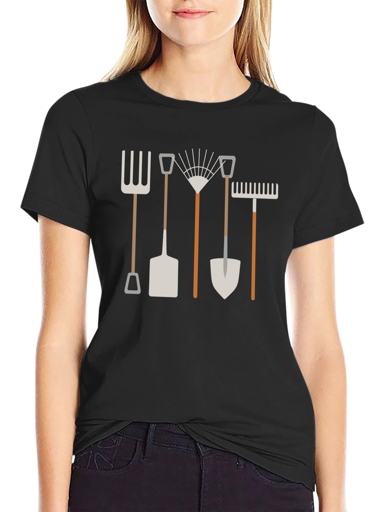 Black Gardening Tools Graphic T-Shirt - Black view 2