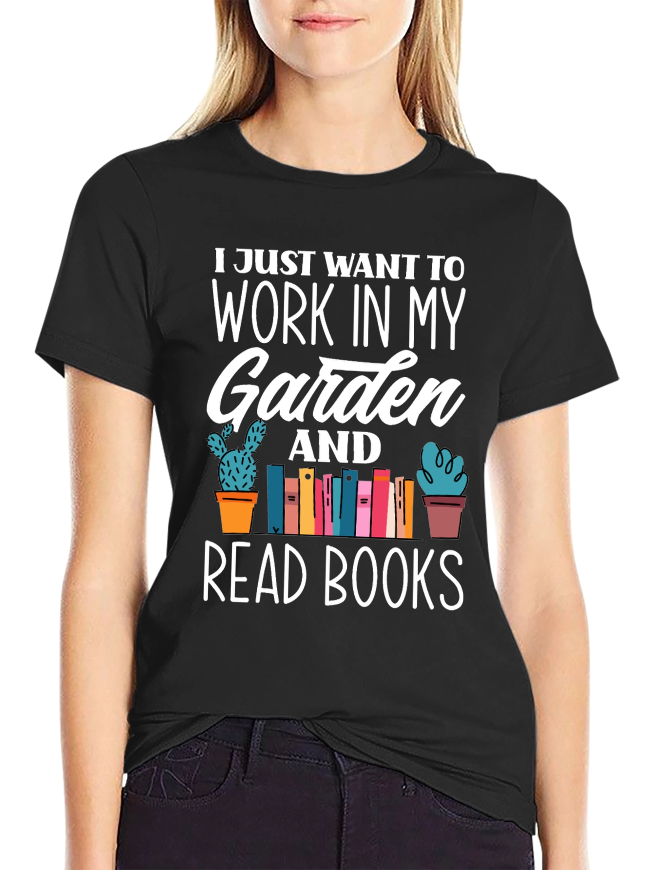 Black Gardening & Reading T-Shirt - Work In My Garden view 2