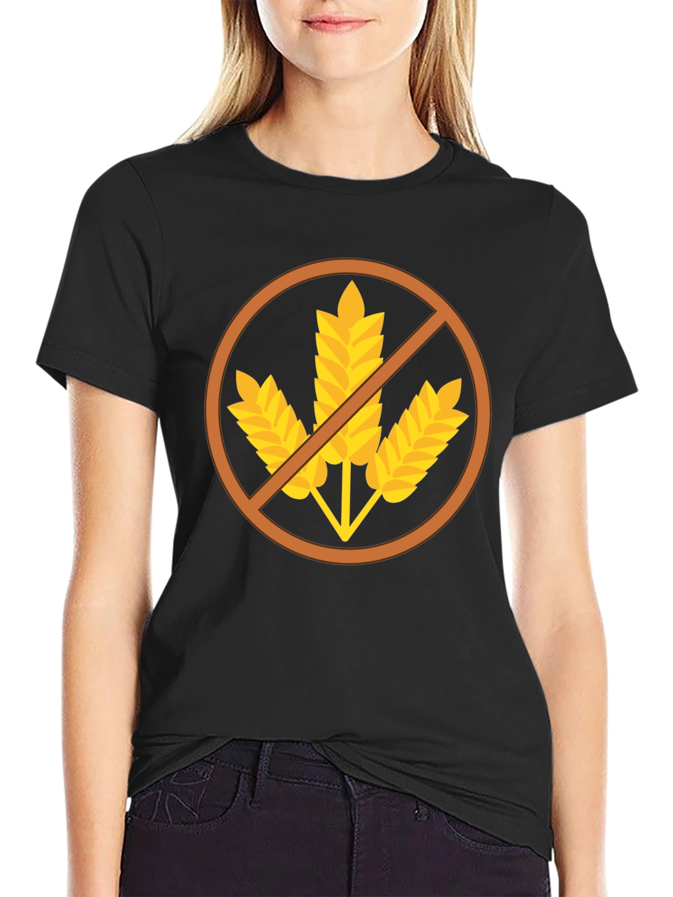 Black Gluten Free Symbol T-Shirt - Black Casual Tee view 2