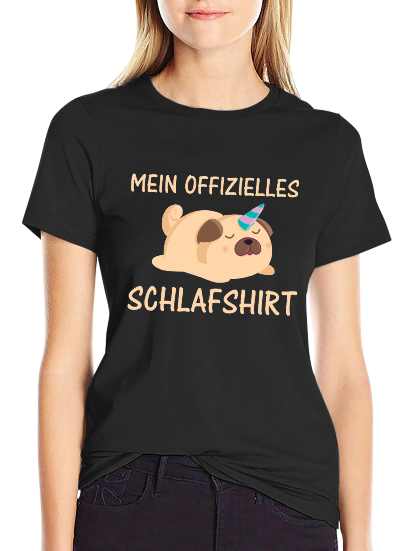 Black Mein Offizielles Schlafshirt - Sleeping Pug Unicorn T-Shirt view 2