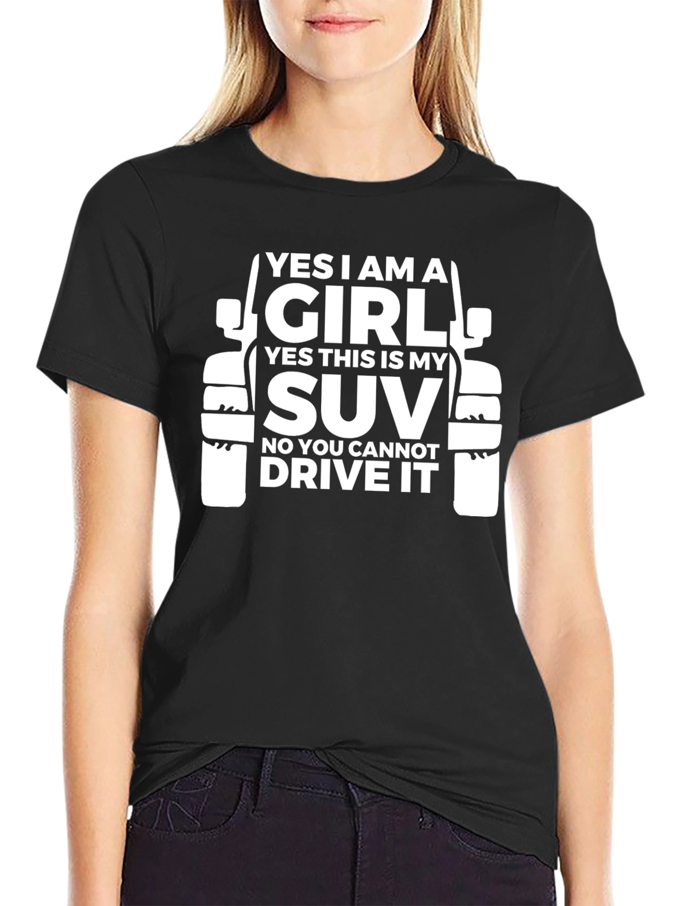 Black Girl SUV T-Shirt - "Yes I Am A Girl" view 2