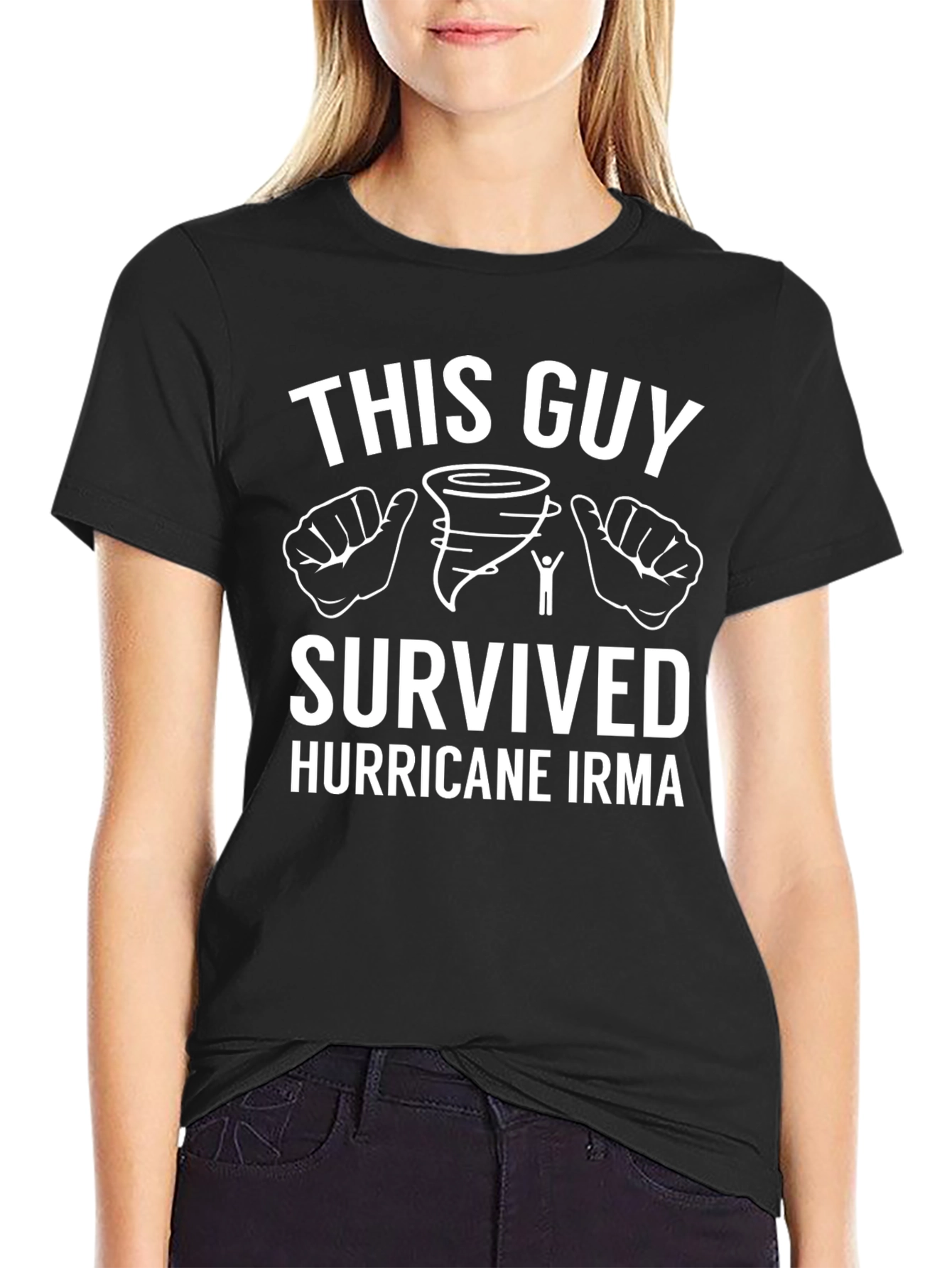Black Hurricane Irma Survivor T-Shirt view 2