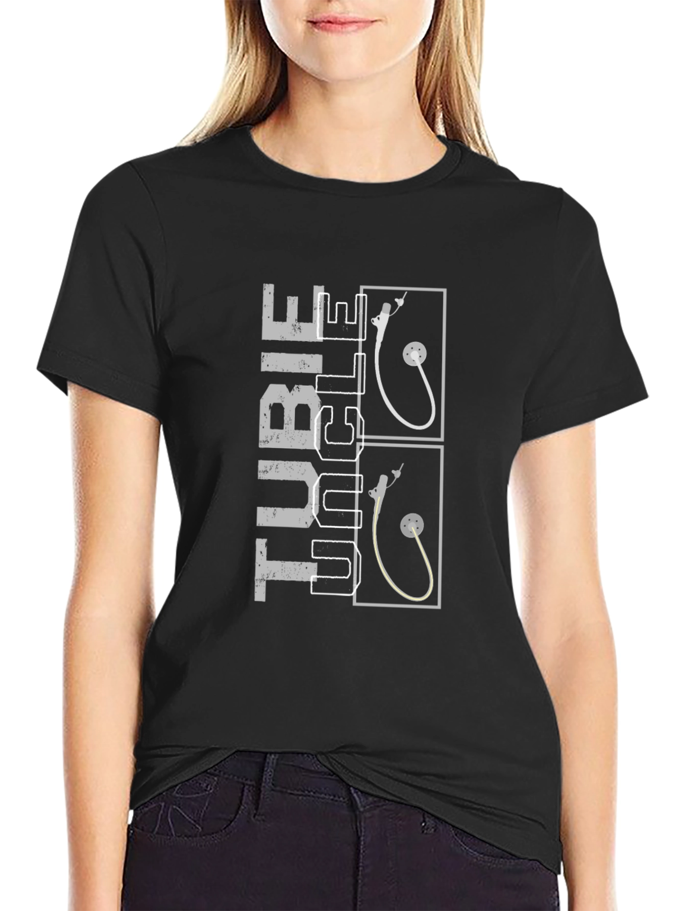 Black Funny Tubicle T-Shirt - Medical Humor view 2