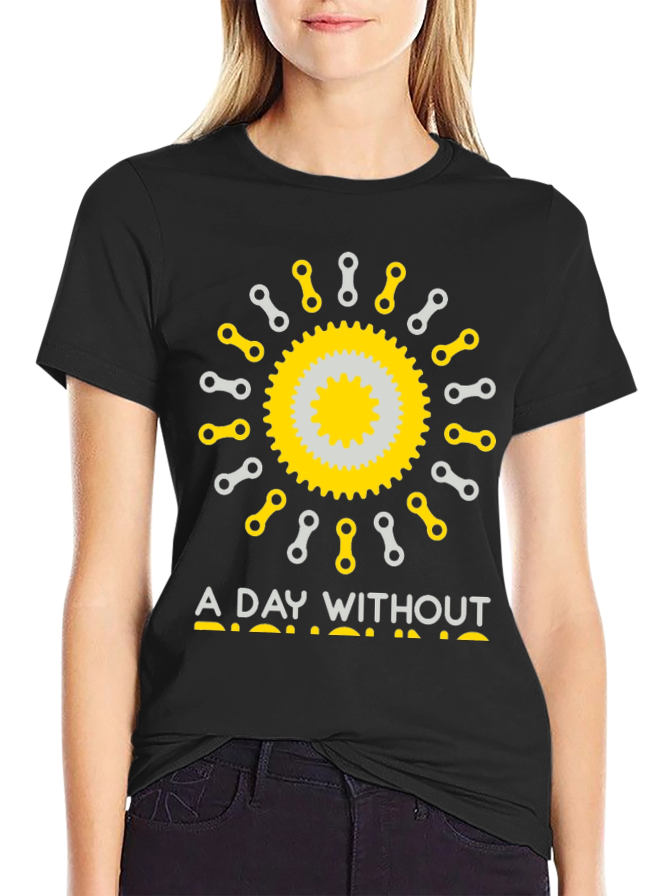 Black A Day Without Biking T-Shirt view 2